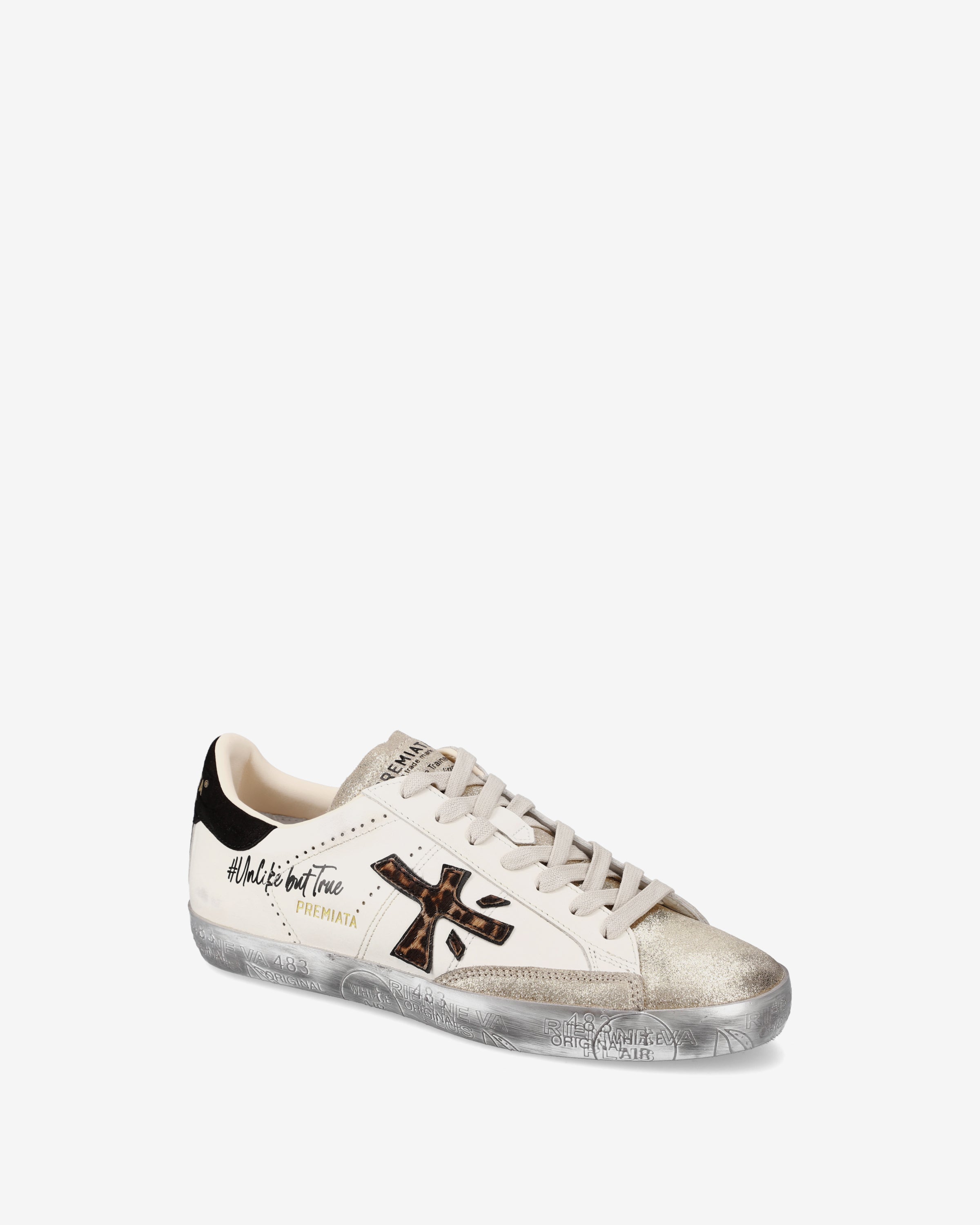 premiata-stevend-7605-sneaker-creme-wei-schwarz-gold-animalier image 4