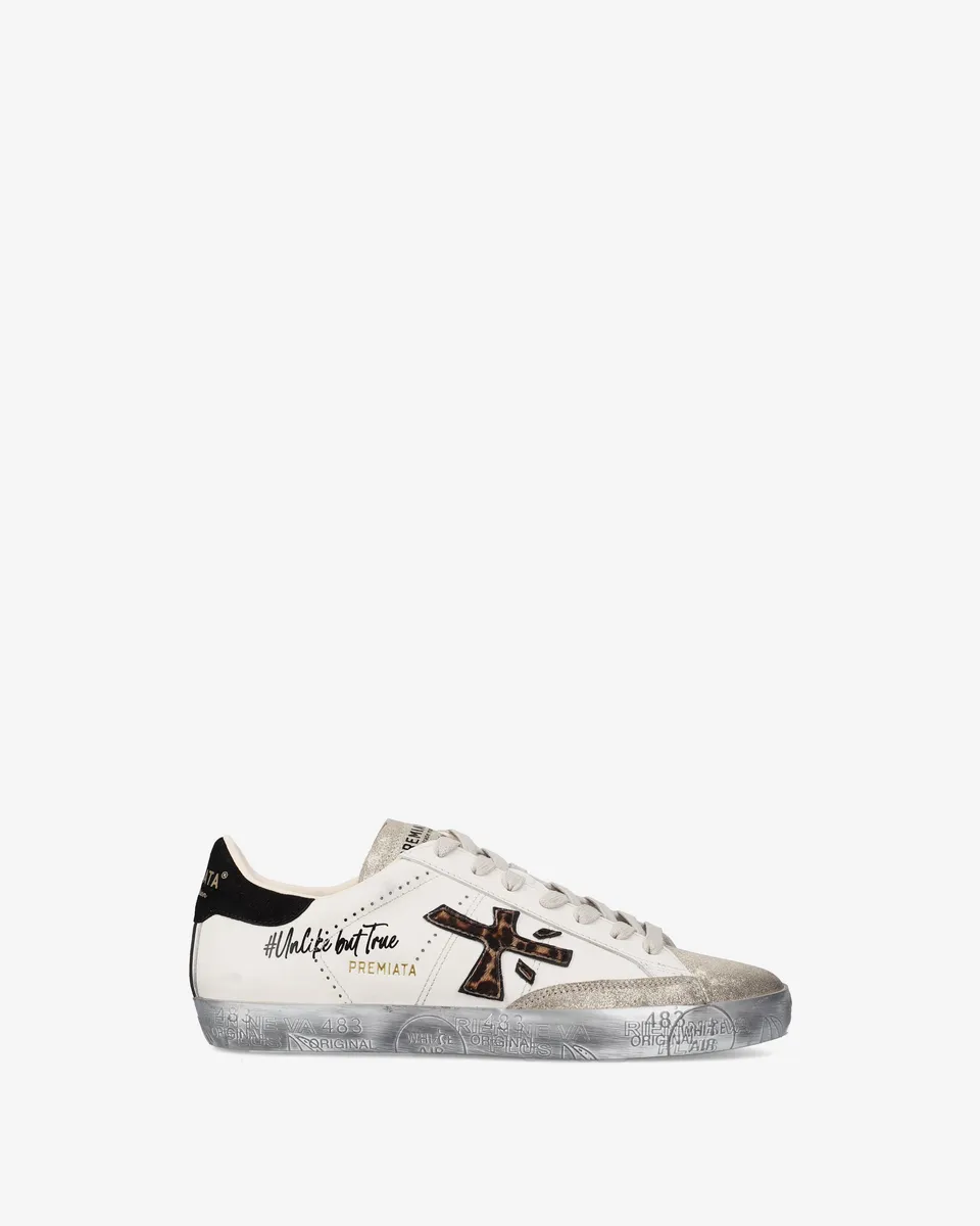premiata-stevend-7605-sneaker-creme-wei-schwarz-gold-animalier image 1
