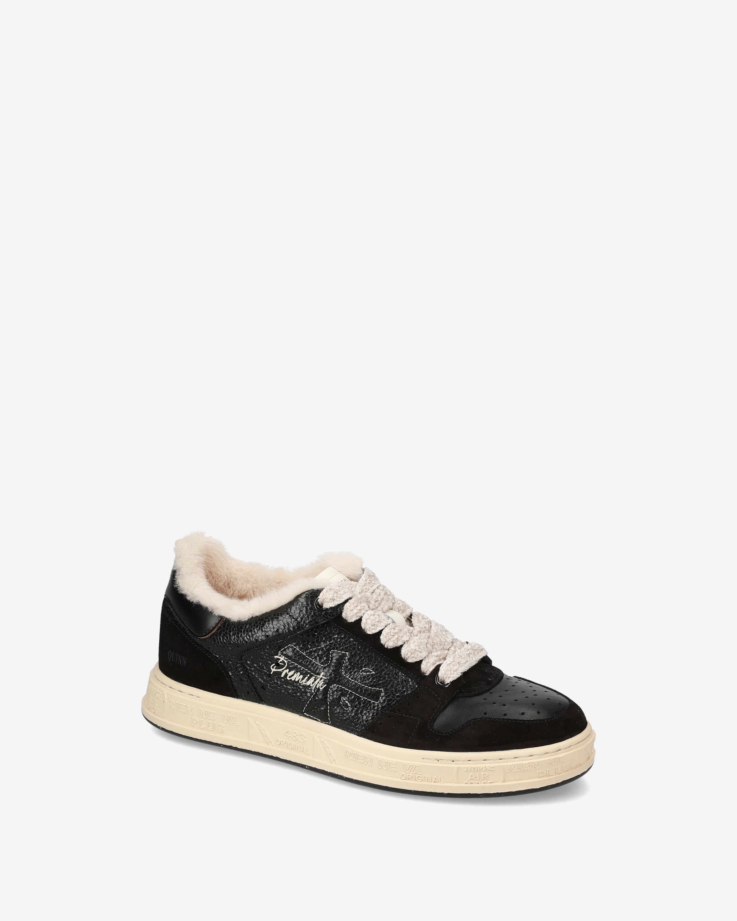 premiata-quinnd-7081m-sneaker-schwarz-leder-reptil-lammfell image 4