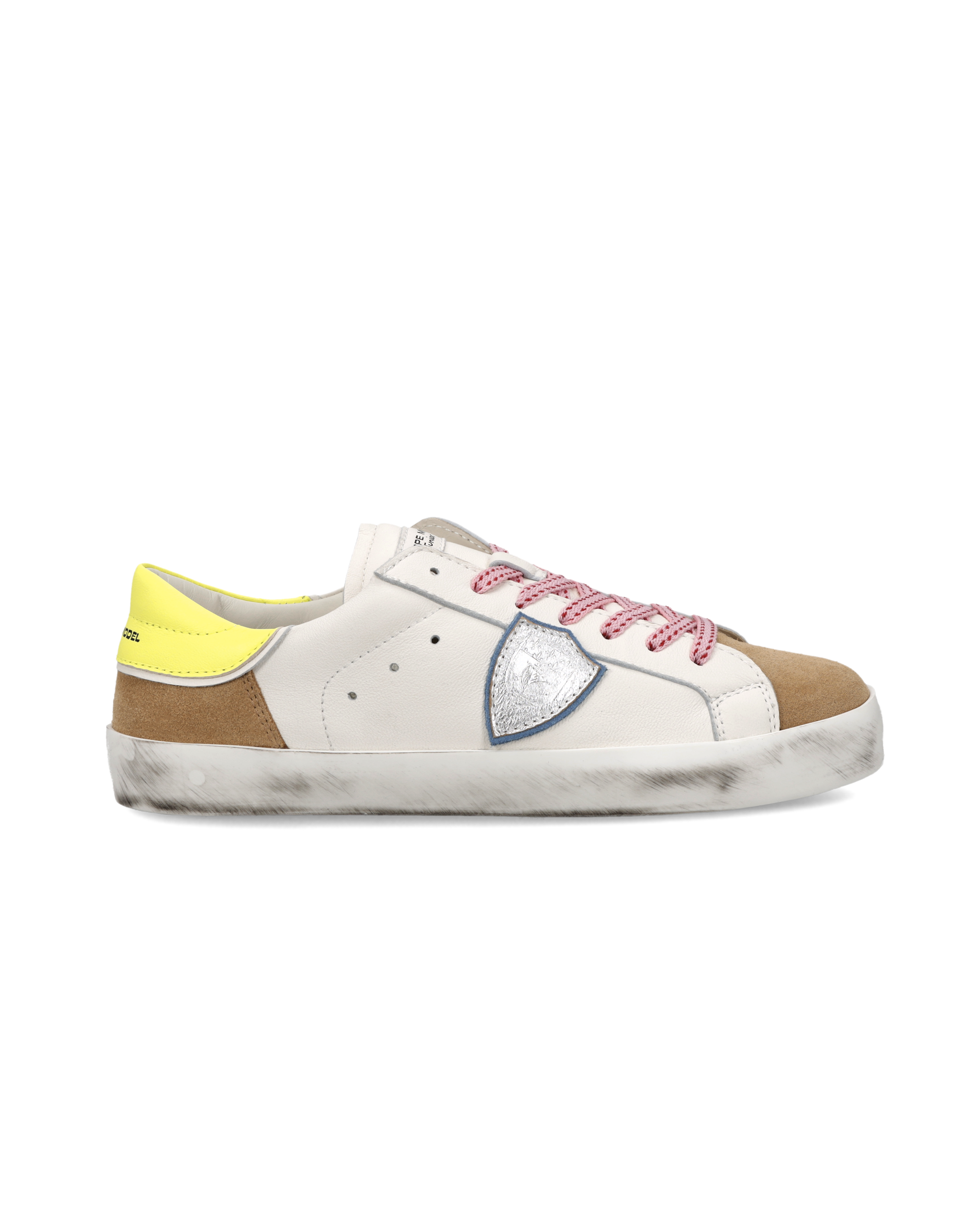 philippe-model-prsx-junior-blanc-cognac-jaune-fluo-sneaker image 1