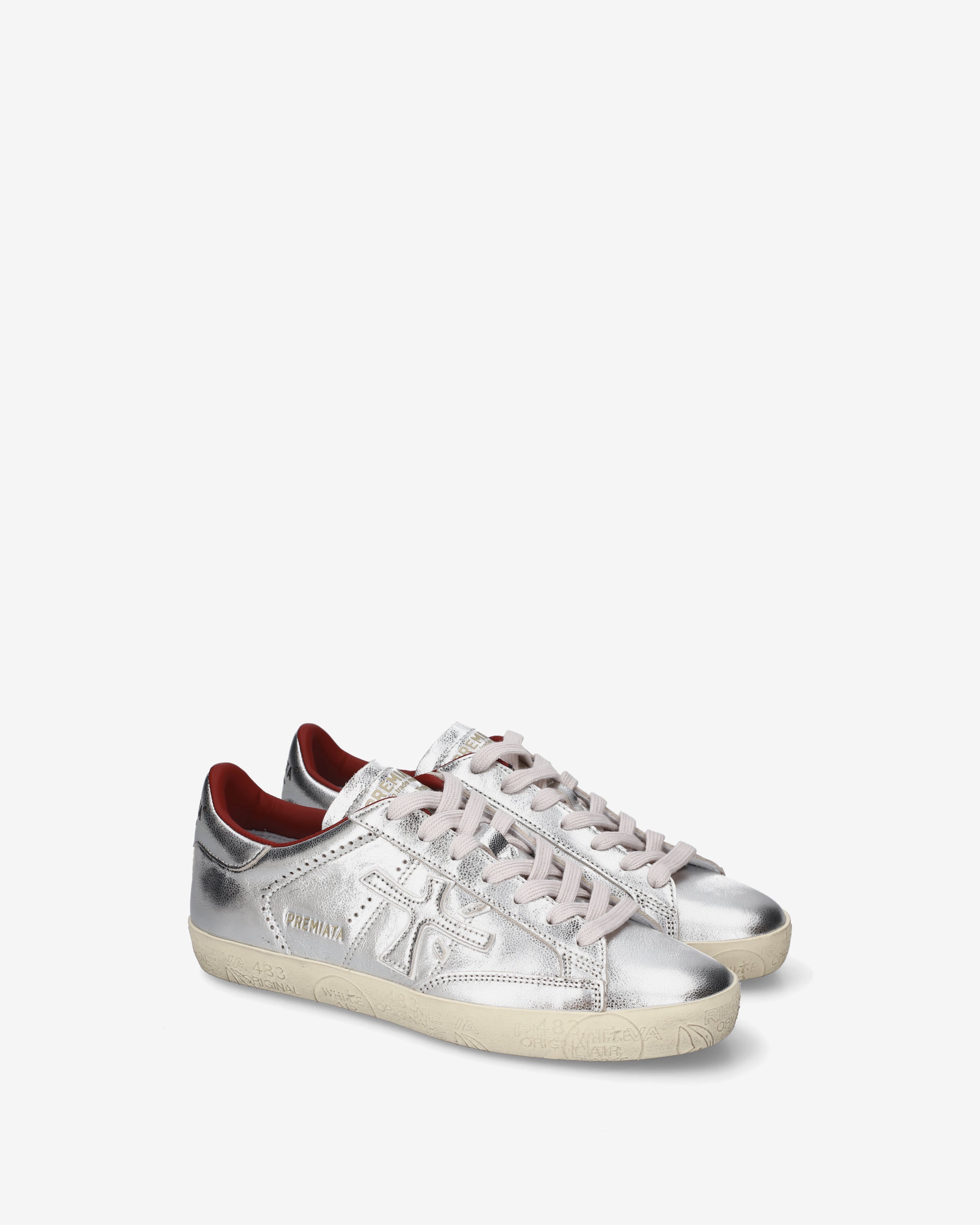 premiata-stevend-8493-sneaker-damen-silber-laminat-bordeaux-metallic image 2