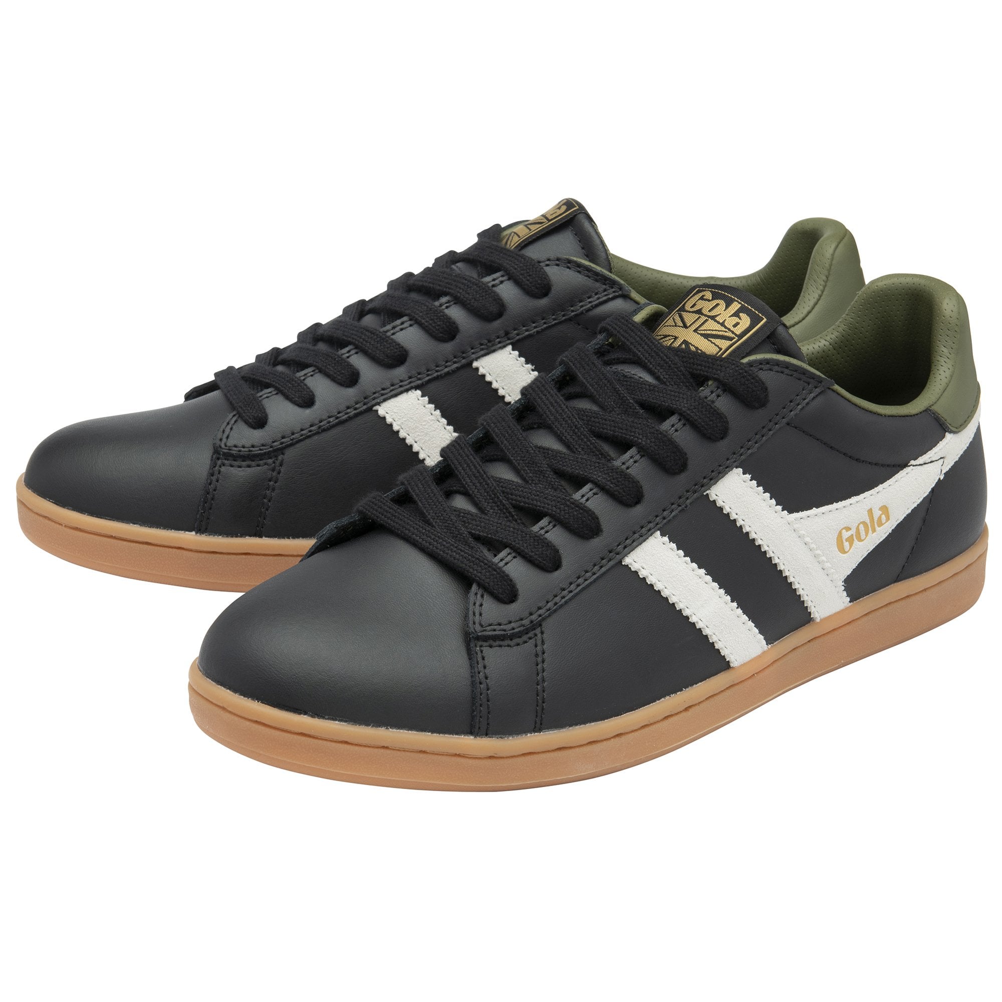 gola-equipe-ii-leder-sneaker-f-r-herren-schwarz-wei-khaki image 3