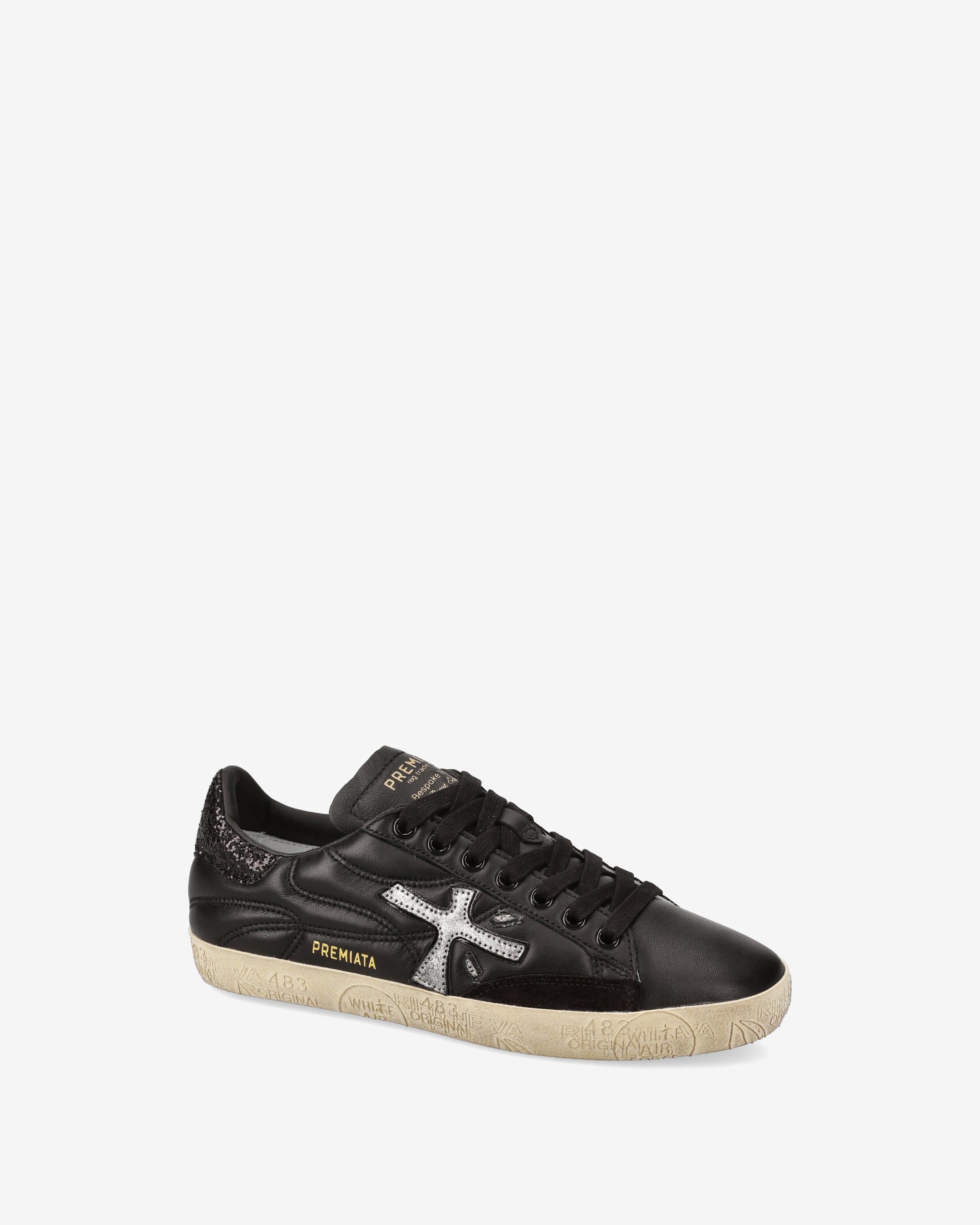 premiata-stevend-7614-sneaker-schwarz-silber-leder-mit-glitzer image 4