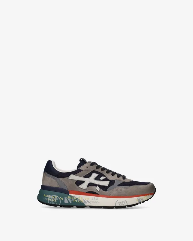 premiata-mick-0-1-8450-sneaker-navy-grau-suede-mesh-3-cm-sohle image 1