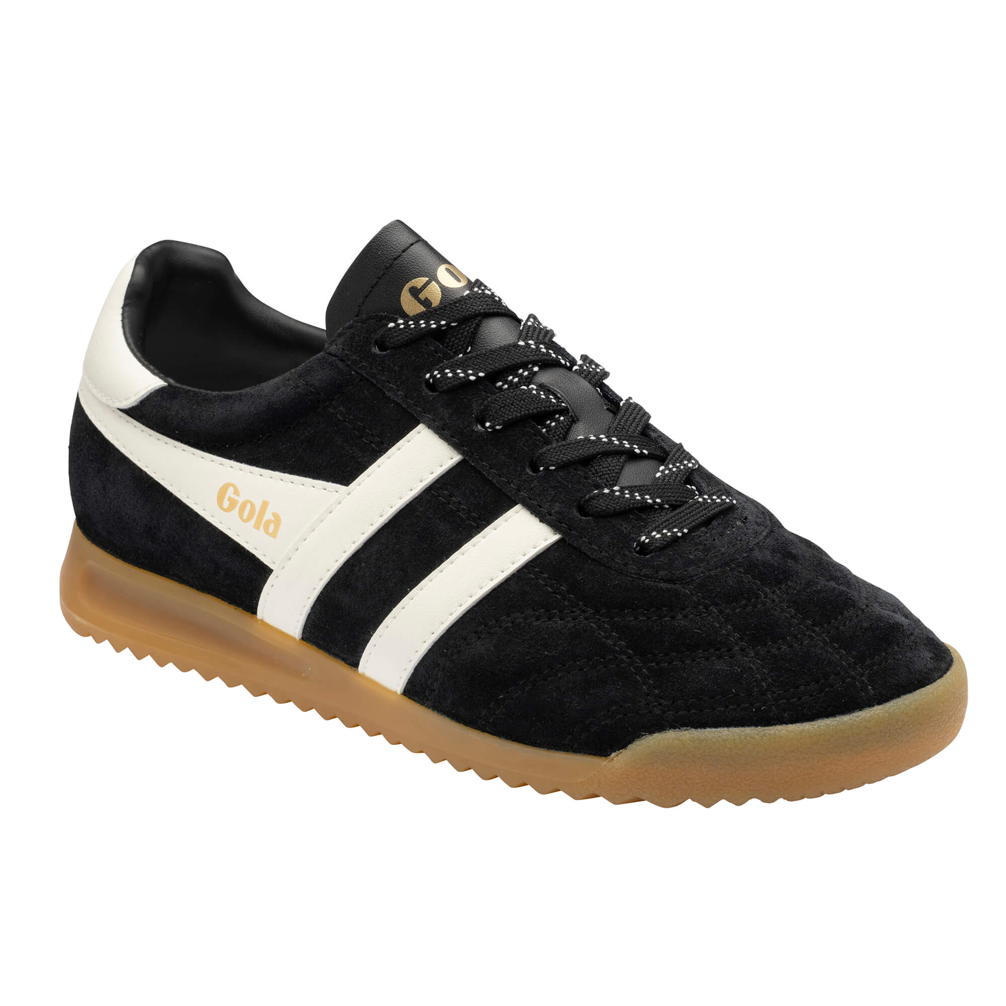 gola-stadium-damen-sneaker-schwarz-wildleder-gum-sohle image 2