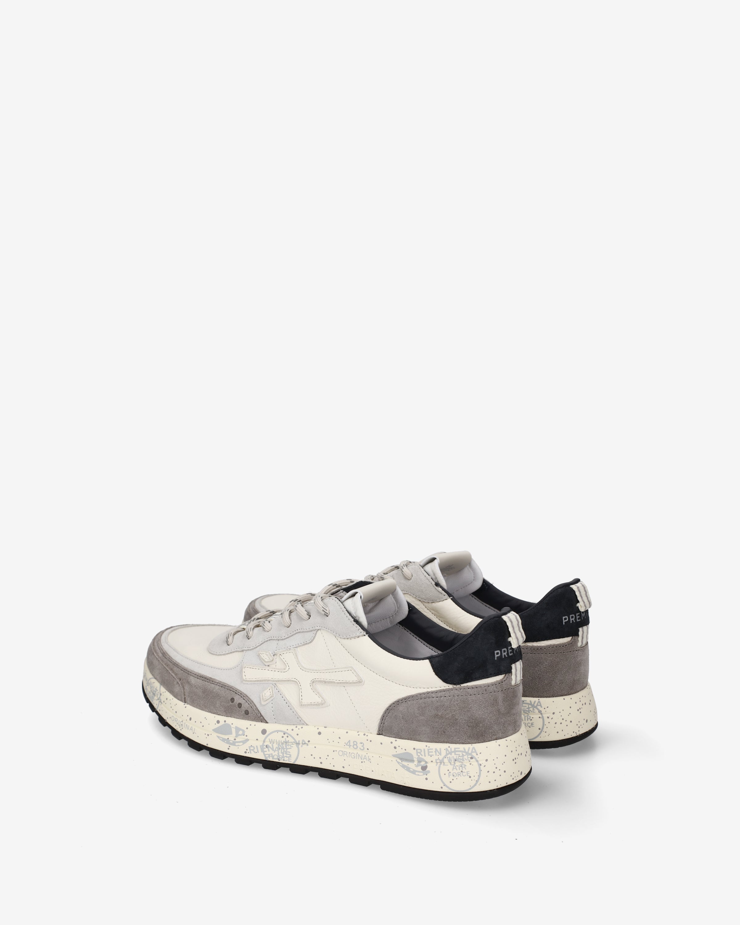 premiata-nous-8466-herren-sneaker-leder-suede-wei-panna-navy image 5