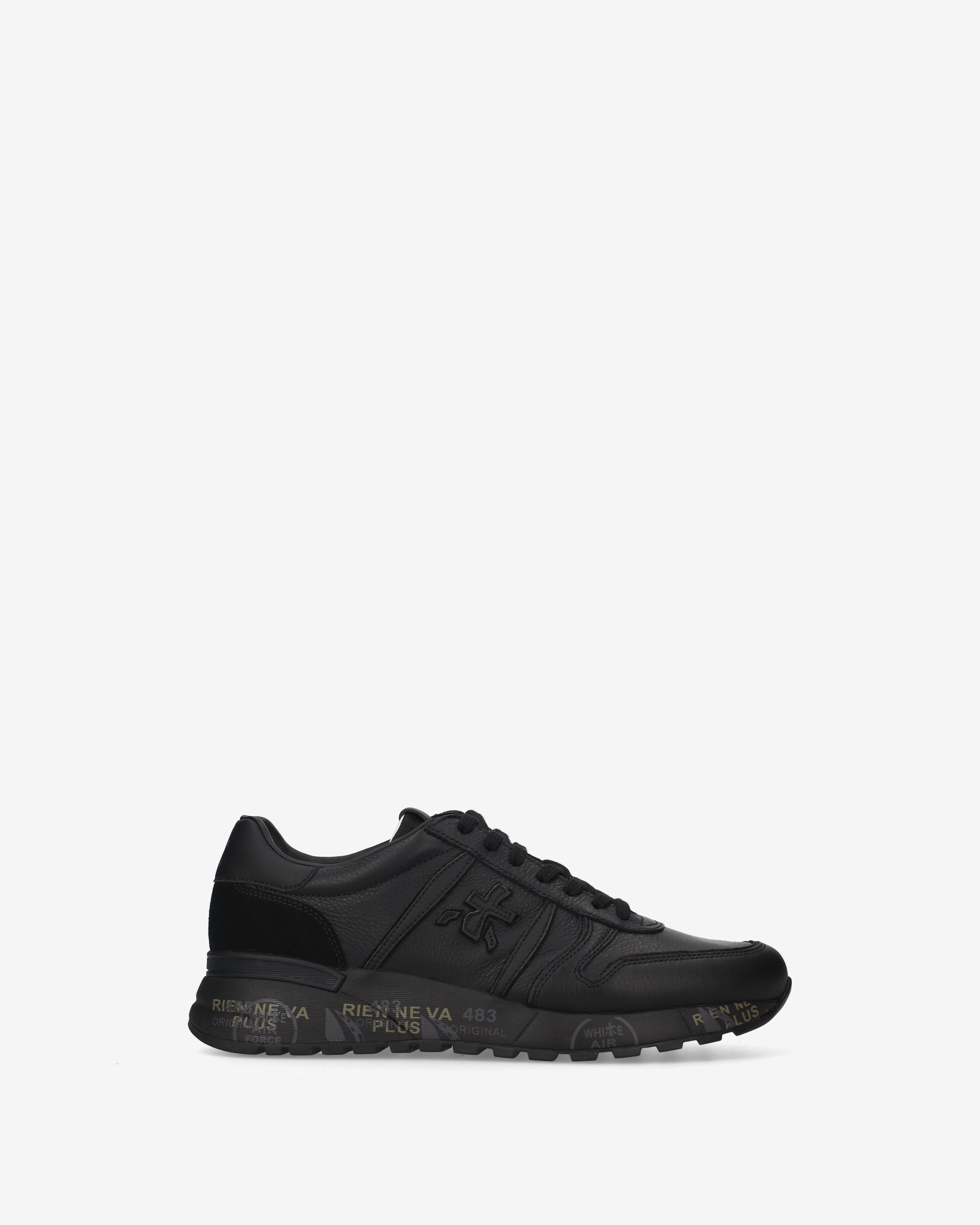premiata-lander-8659-sneaker-total-black-aus-leder-und-suede image 1