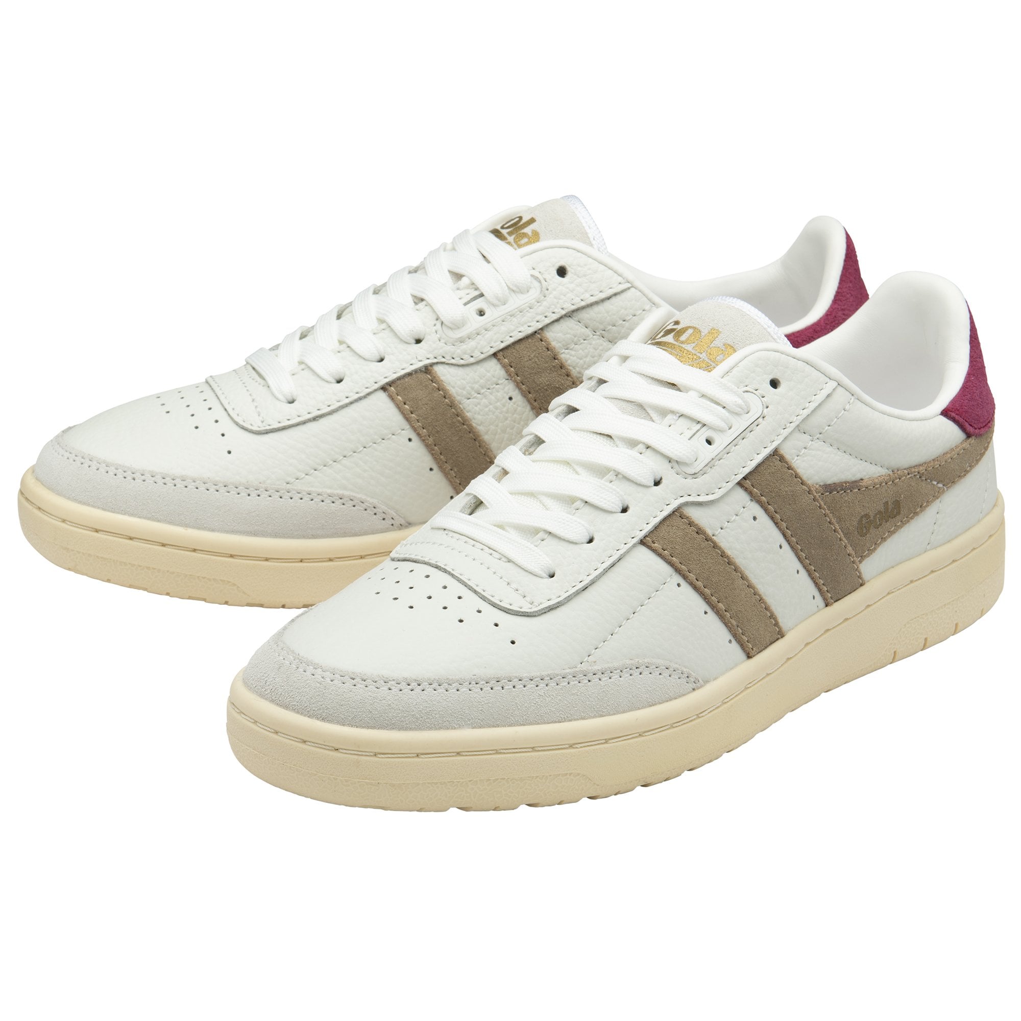 gola-falcon-damen-sneaker-wei-cappuccino-kirschrot-leder image 3
