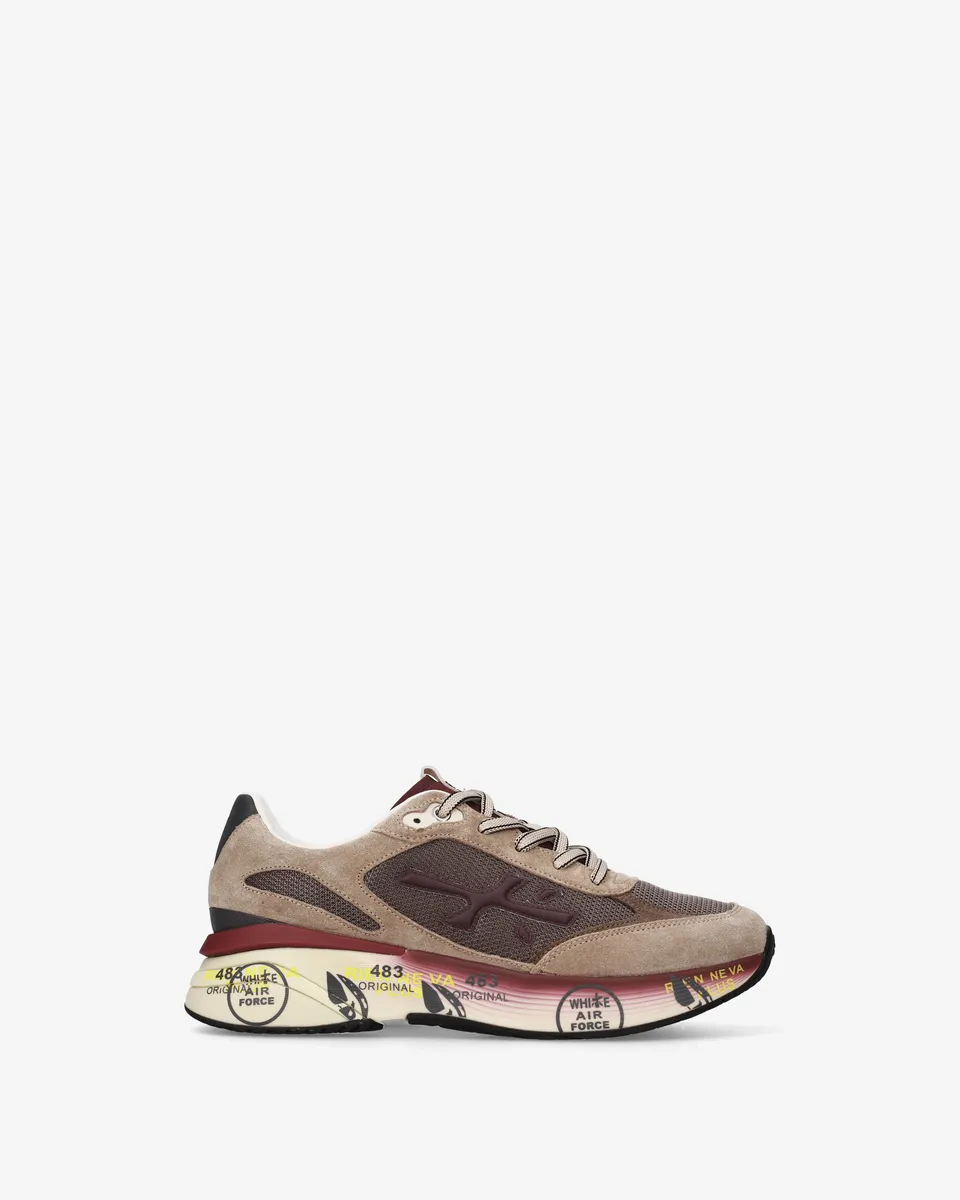 premiata-moerun-8538-sneaker-beige-bordeaux-herren-mesh image 1