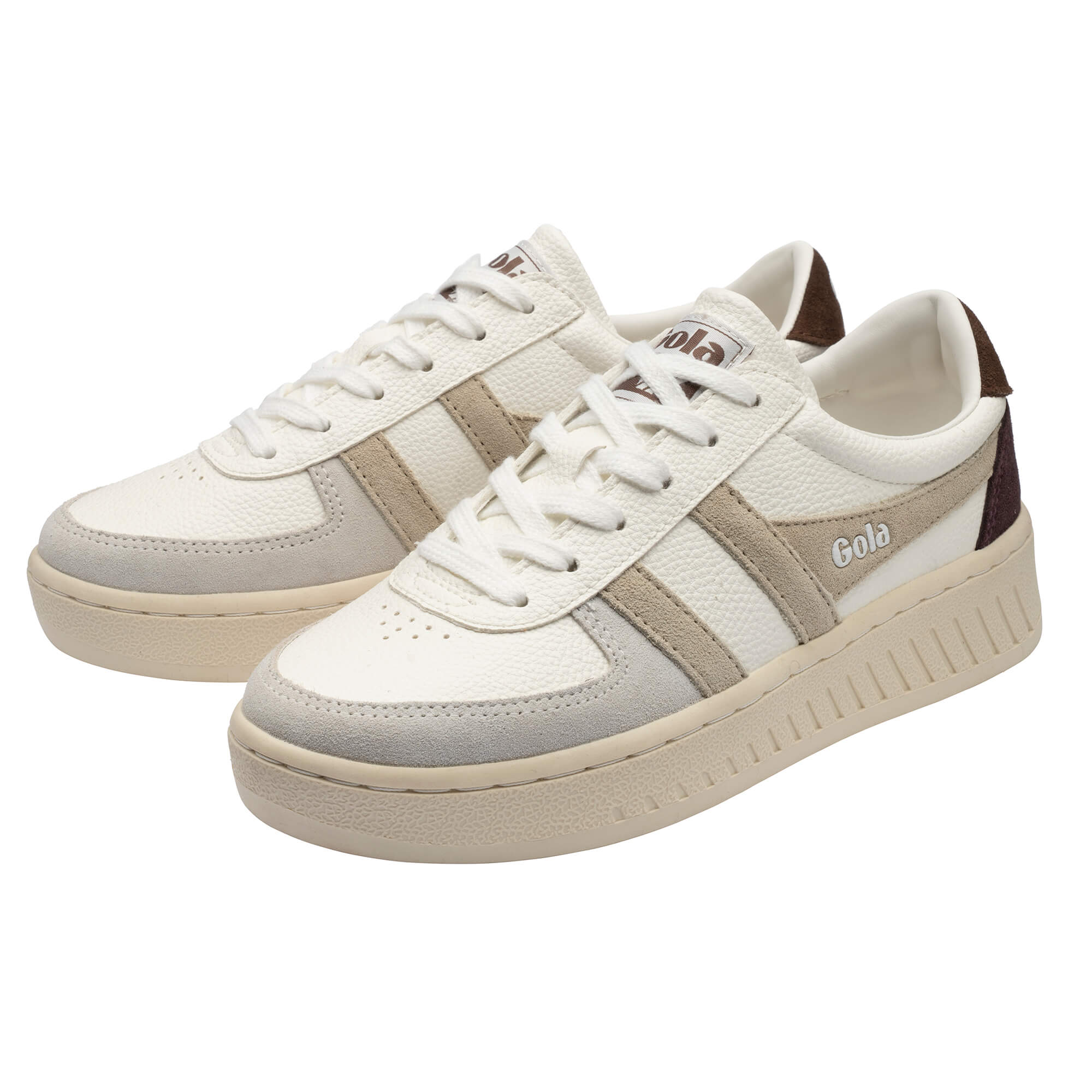 gola-grandslam-trident-sneaker-f-r-damen-wei-weizen-dunkelbraun image 3