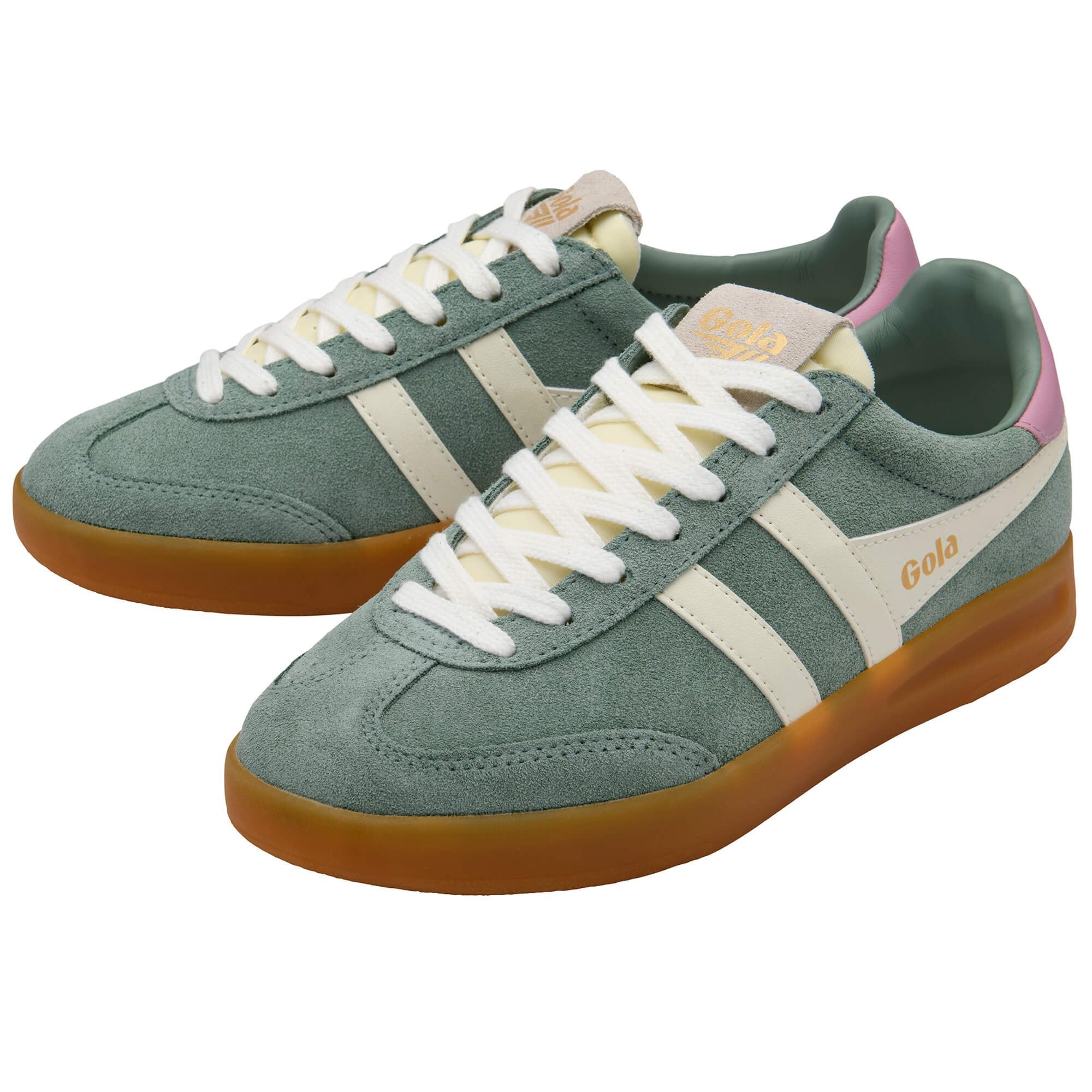 gola-cyclone-sneaker-f-r-damen-wildleder-gr-n-off-white-bonbonrot image 3