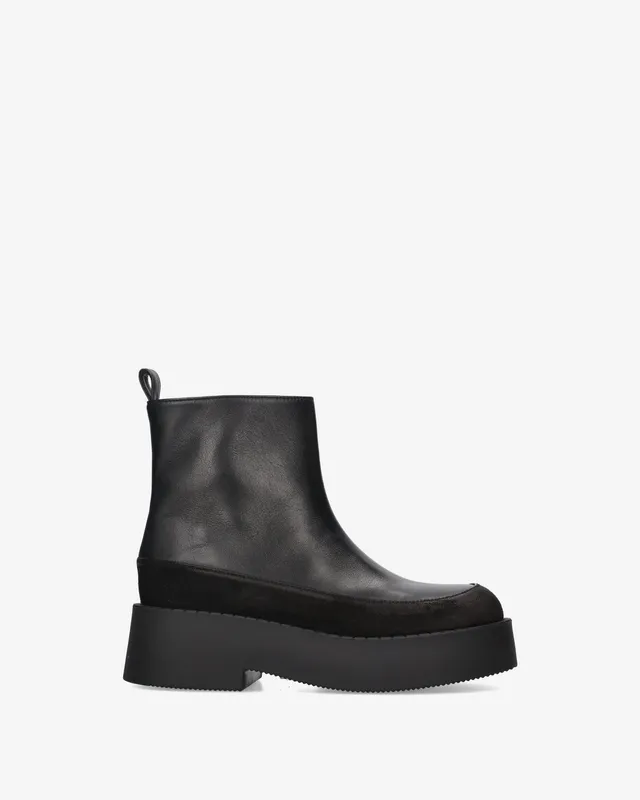 premiata-damen-platform-stivaletto-schwarz-leder-camoscio image 1