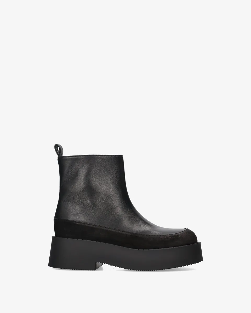 premiata-damen-platform-stivaletto-schwarz-leder-camoscio image 1