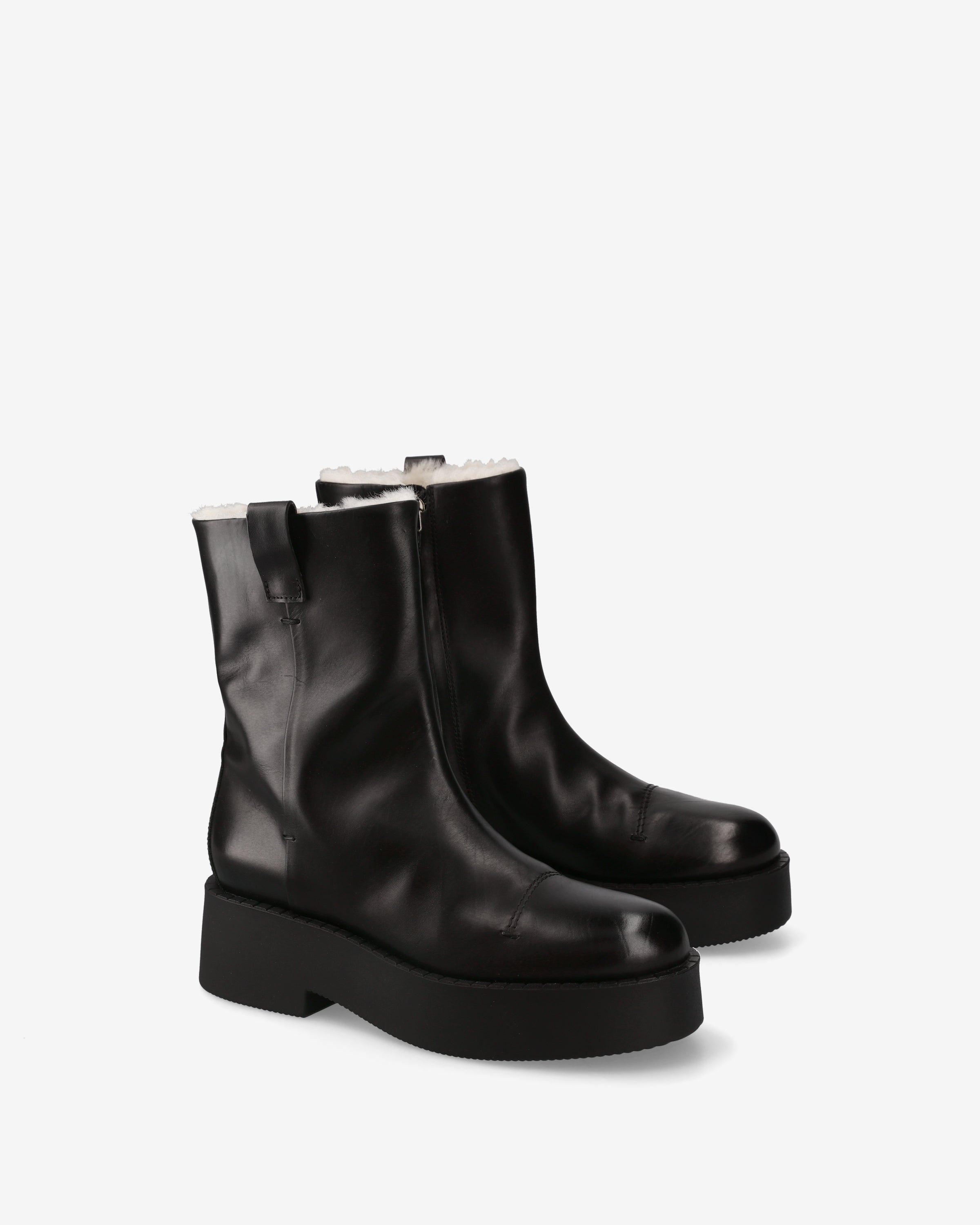 premiata-stivaletti-platform-stiefel-damen-schwarz-leder image 2