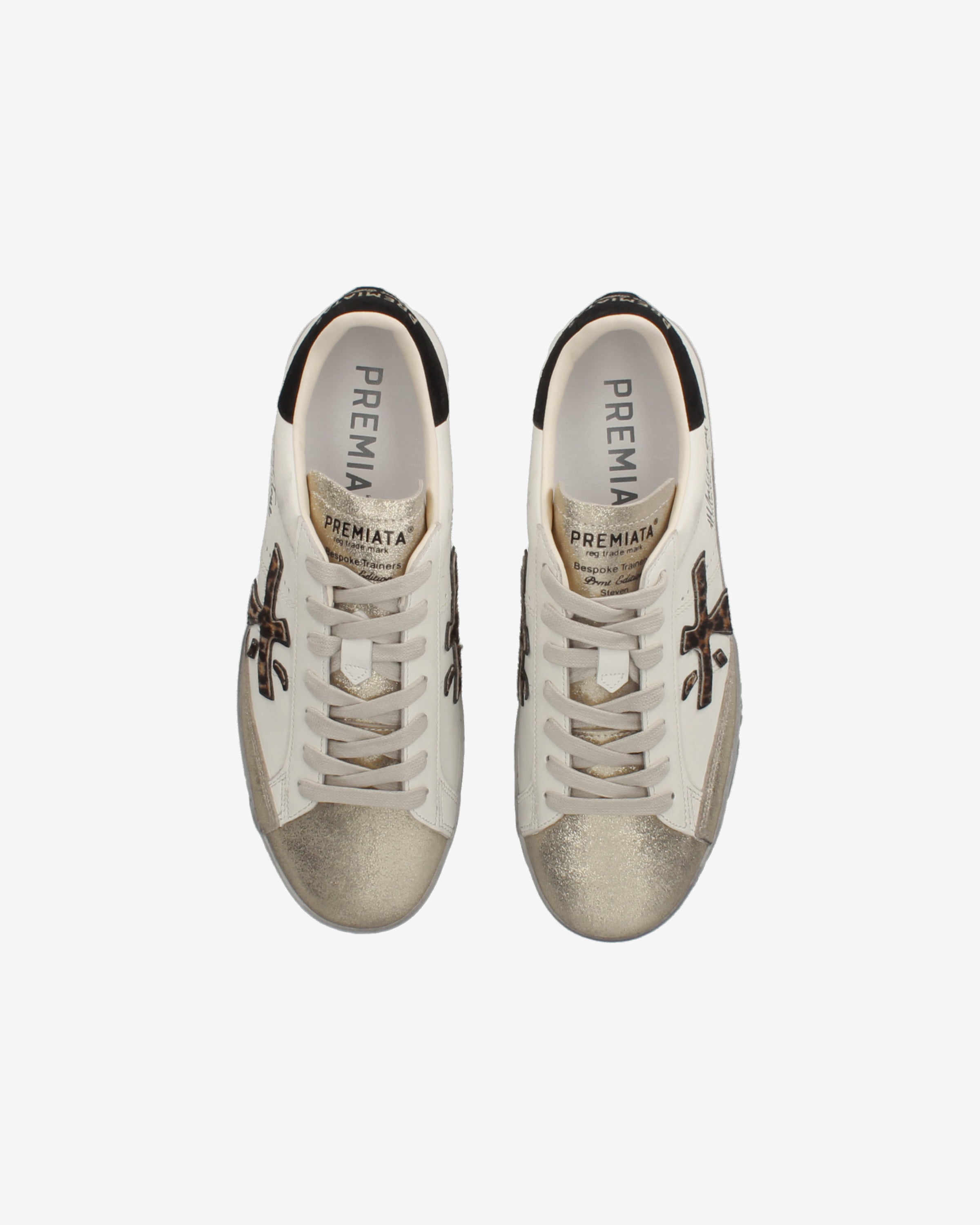 premiata-stevend-7605-sneaker-creme-wei-schwarz-gold-animalier image 6