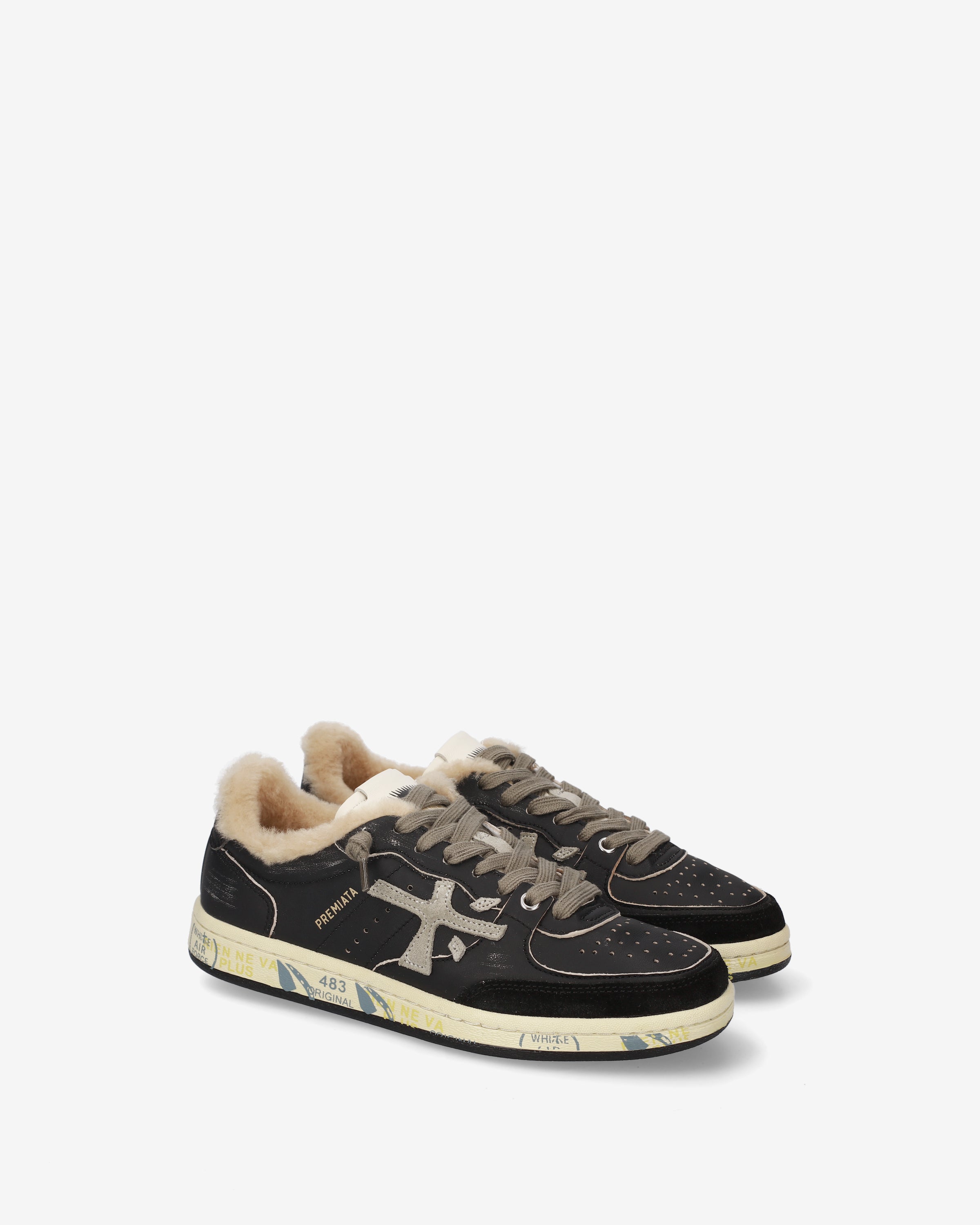 premiata-bskt-clayd-6909m-sneaker-herren-schwarz-used-look image 2