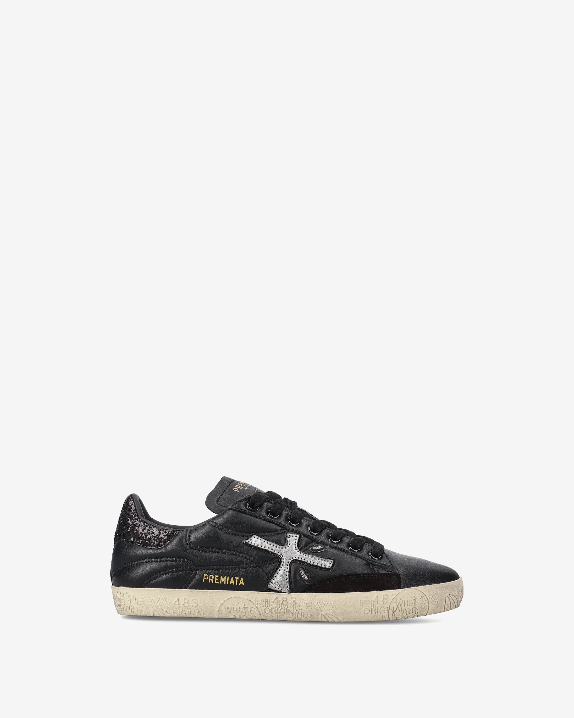 premiata-stevend-7614-sneaker-schwarz-silber-leder-mit-glitzer image 1