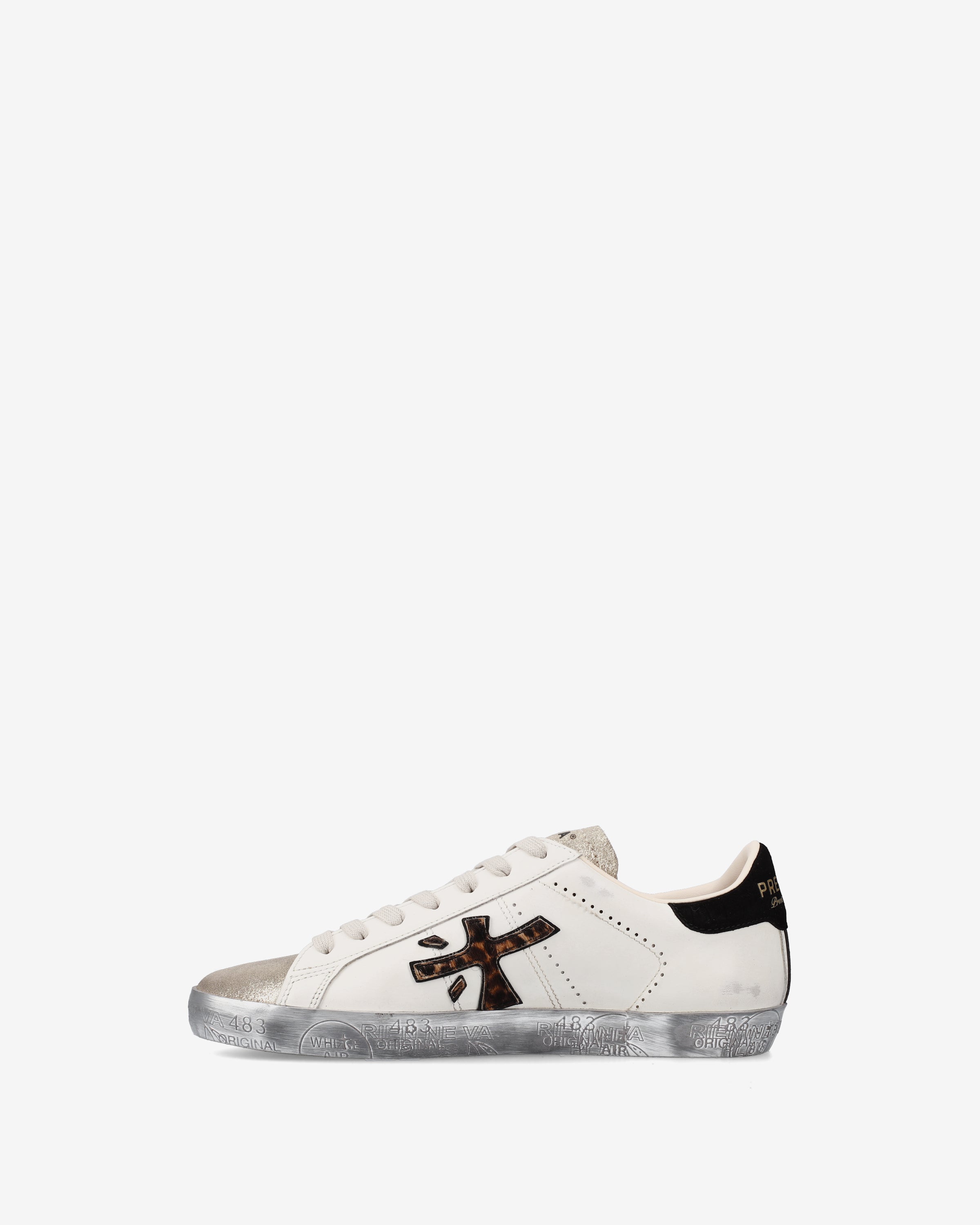 premiata-stevend-7605-sneaker-creme-wei-schwarz-gold-animalier image 3