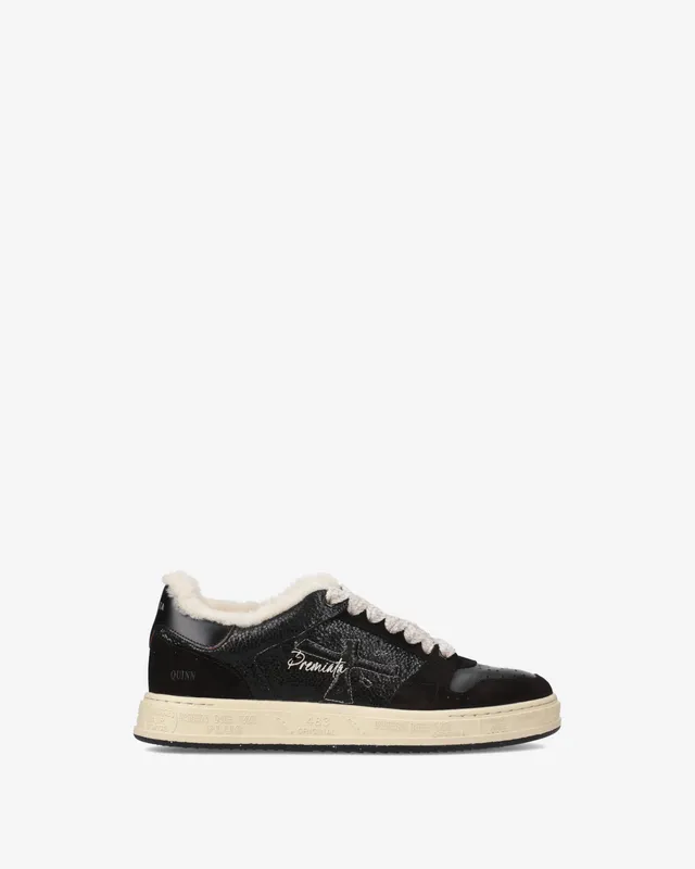 premiata-quinnd-7081m-sneaker-schwarz-leder-reptil-lammfell image 1