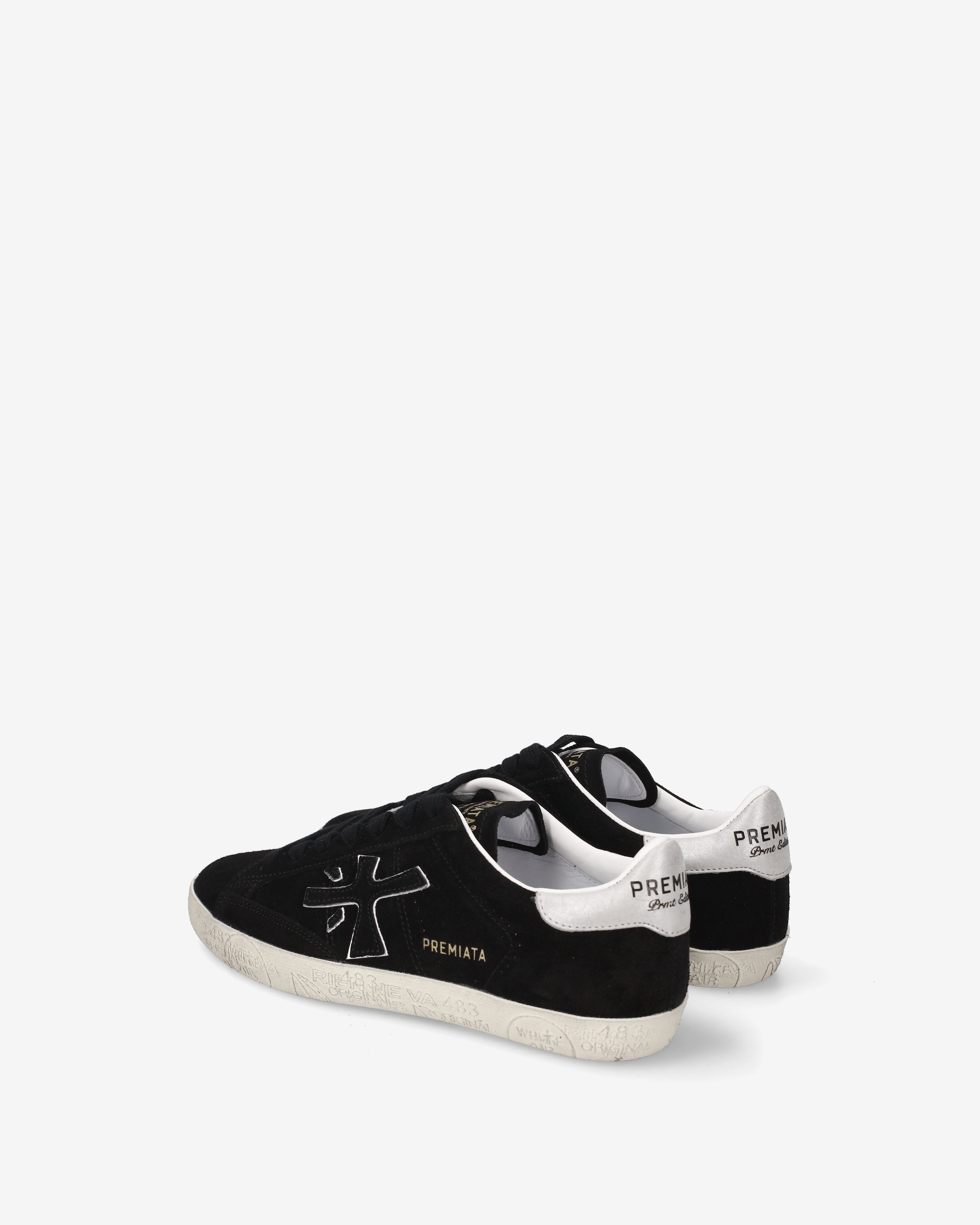 premiata-stevend-8487-damen-sneaker-schwarz-wei-suede-mit-kontrast-details image 5