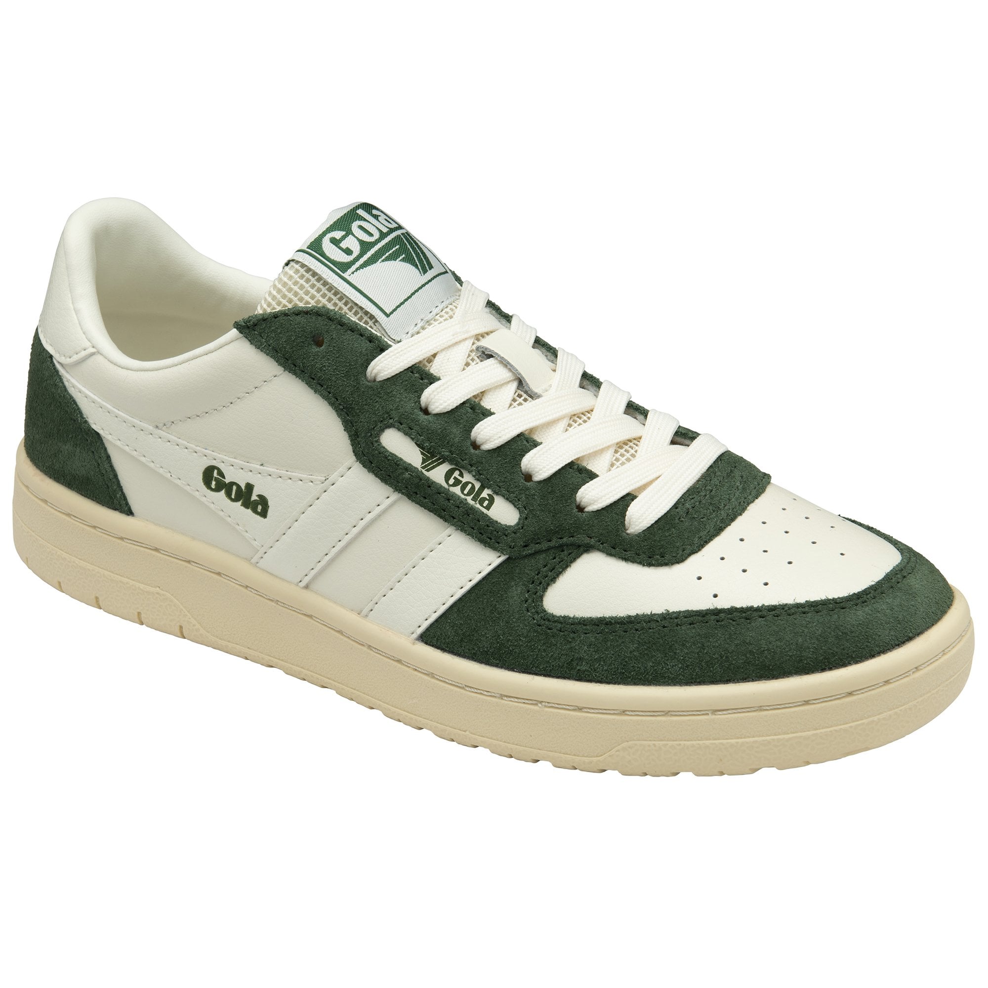 gola-hawk-89-damen-sneaker-retro-court-sneaker-mit-gr-nen-wildleder-akzenten image 2