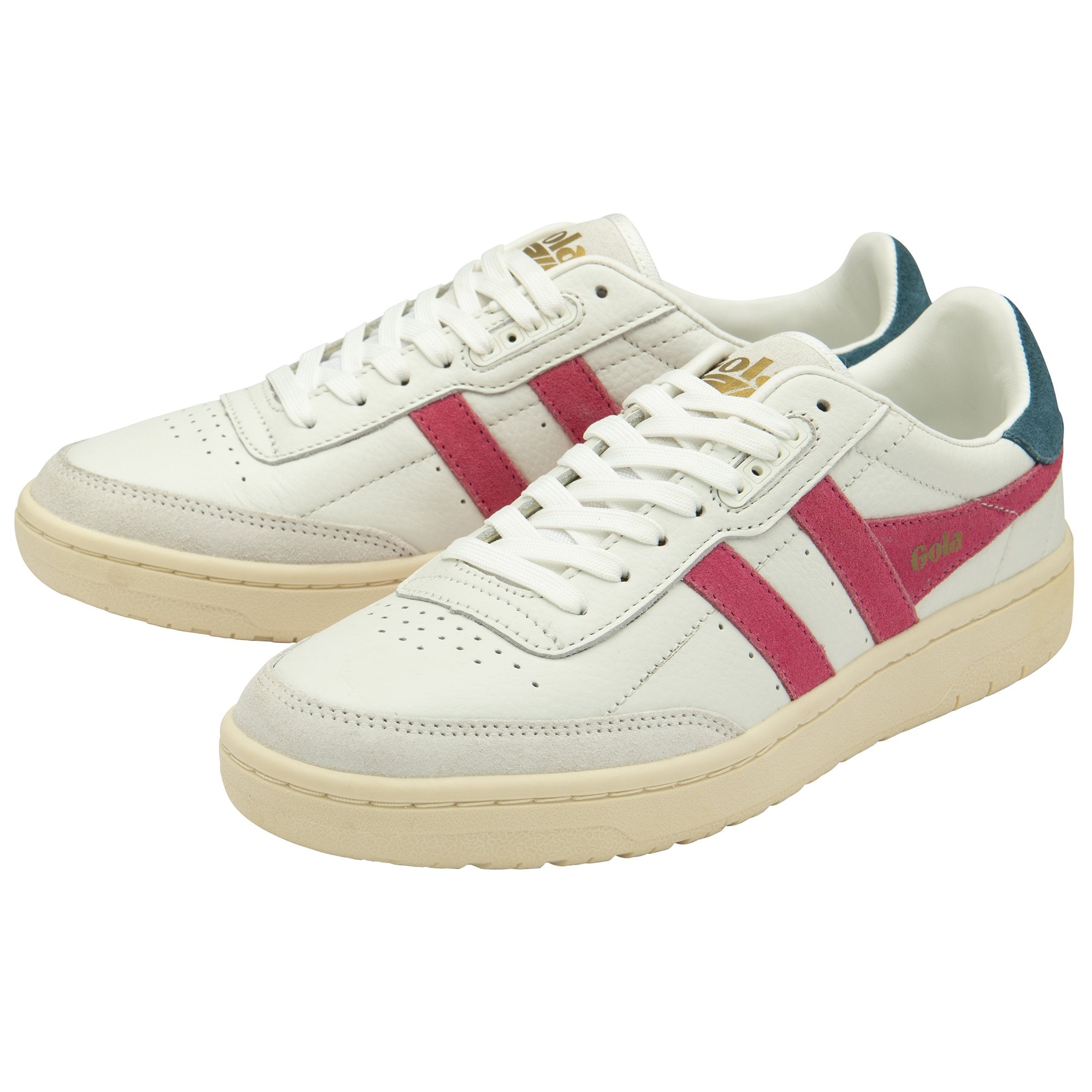 gola-falcon-damen-sneaker-leder-wei-neonpink-pfauenblau image 3