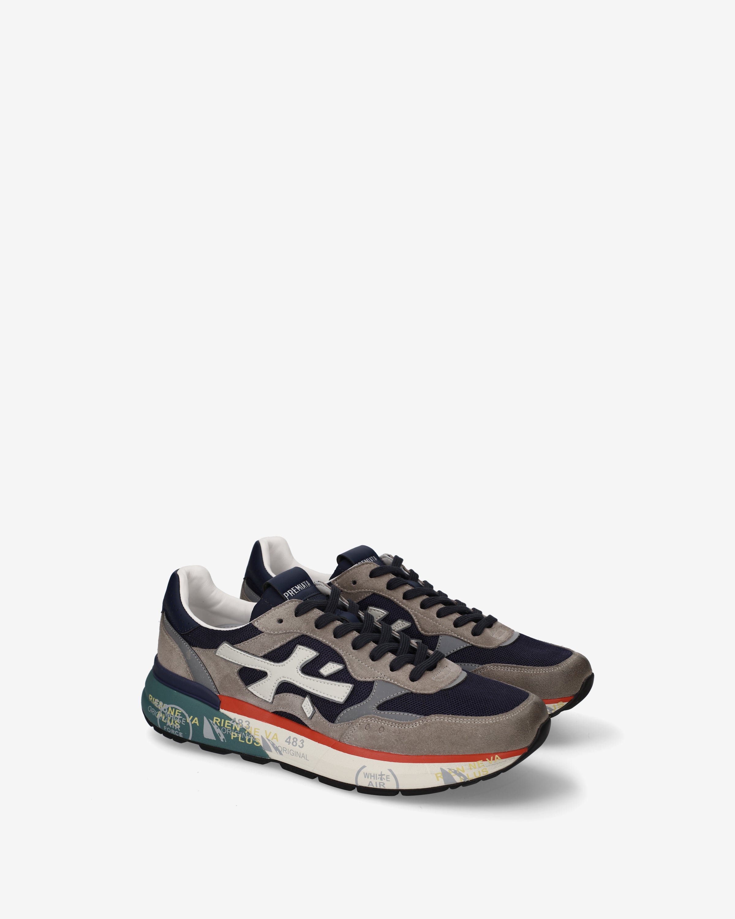 premiata-mick-0-1-8450-sneaker-navy-grau-suede-mesh-3-cm-sohle image 2