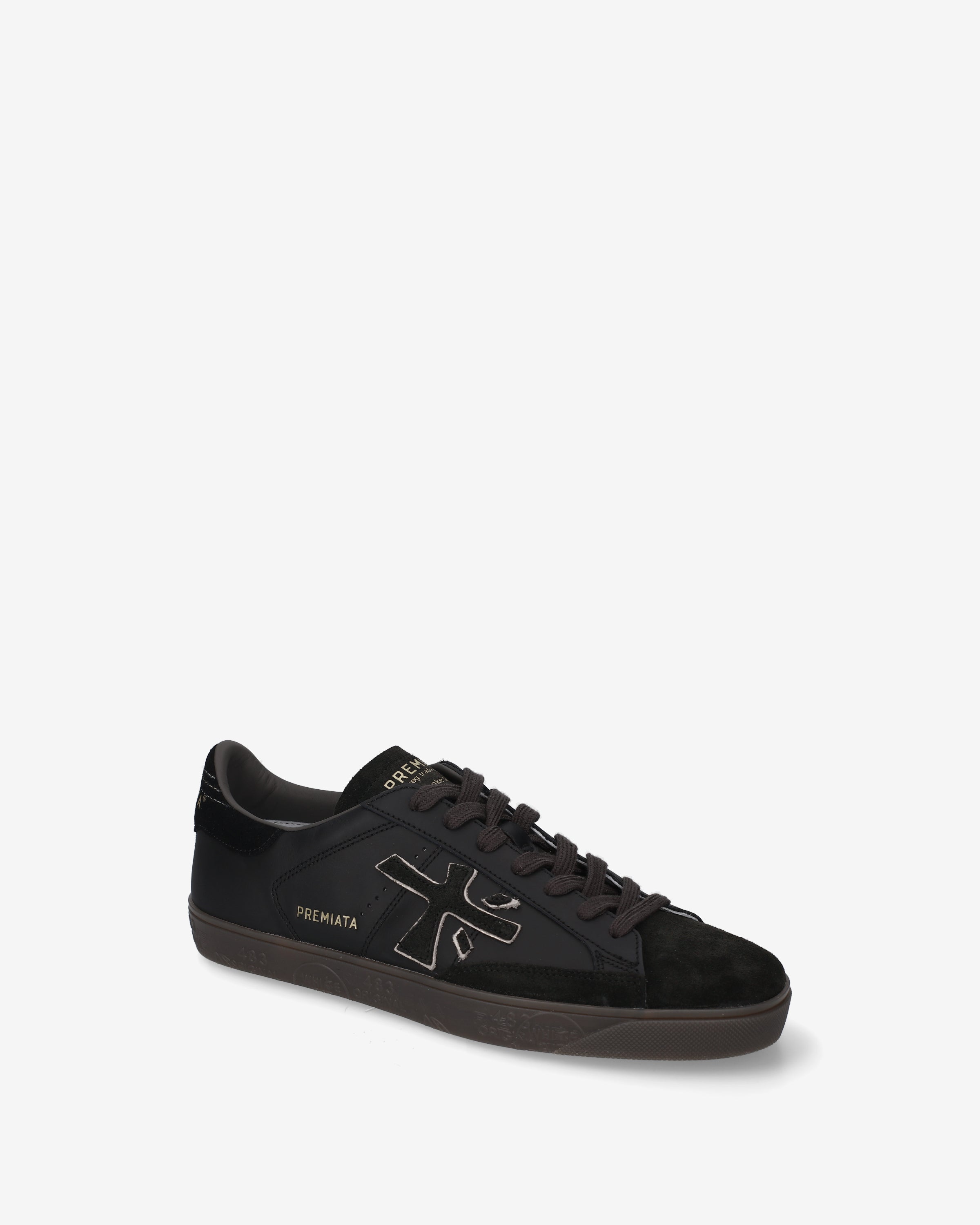 premiata-steven-8484-herren-sneaker-schwarz-leder-suede-mit-2-cm-sohle image 4