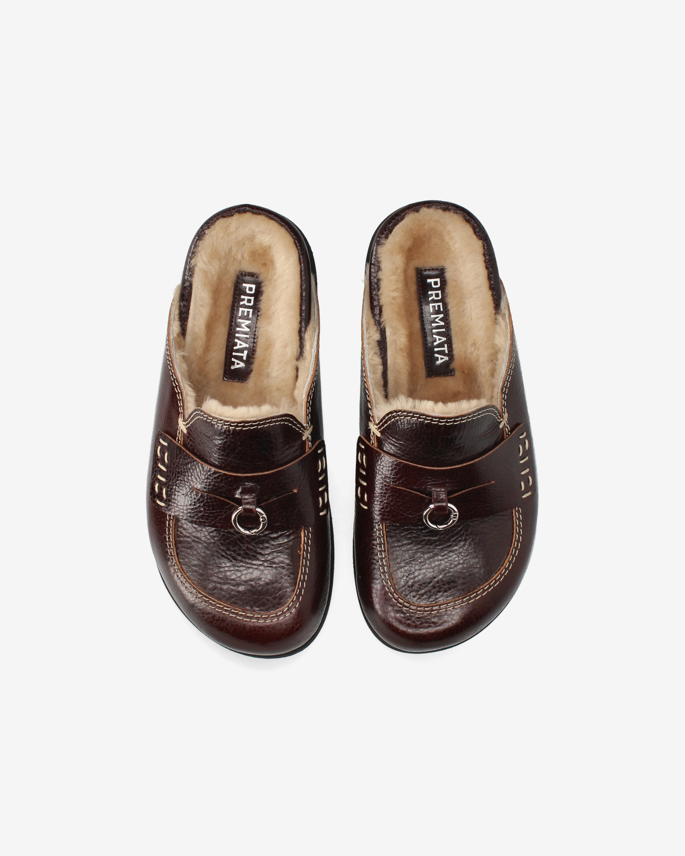 premiata-mules-shearling-damen-braune-leder-mules-made-in-italy image 6