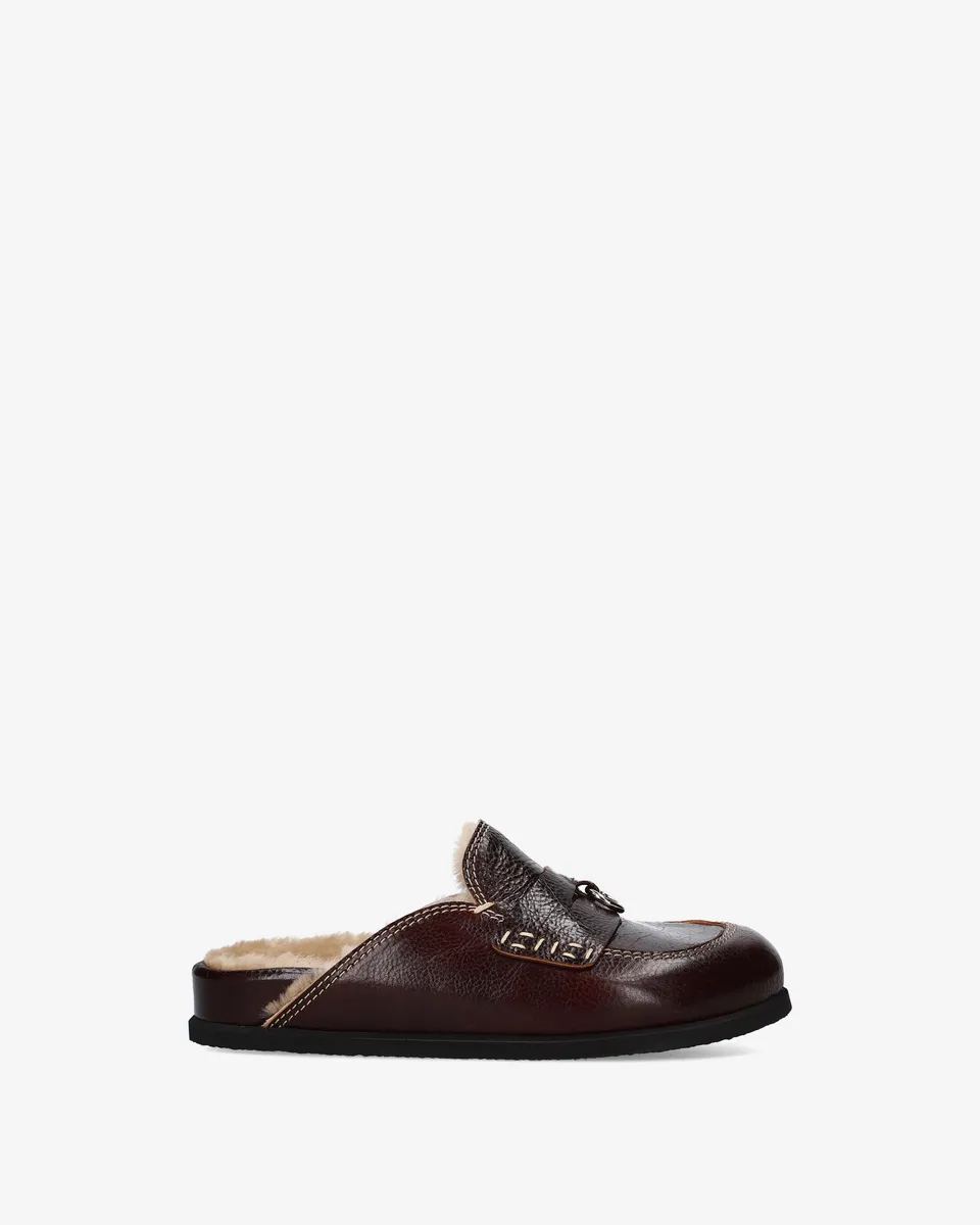 premiata-mules-shearling-damen-braune-leder-mules-made-in-italy image 1