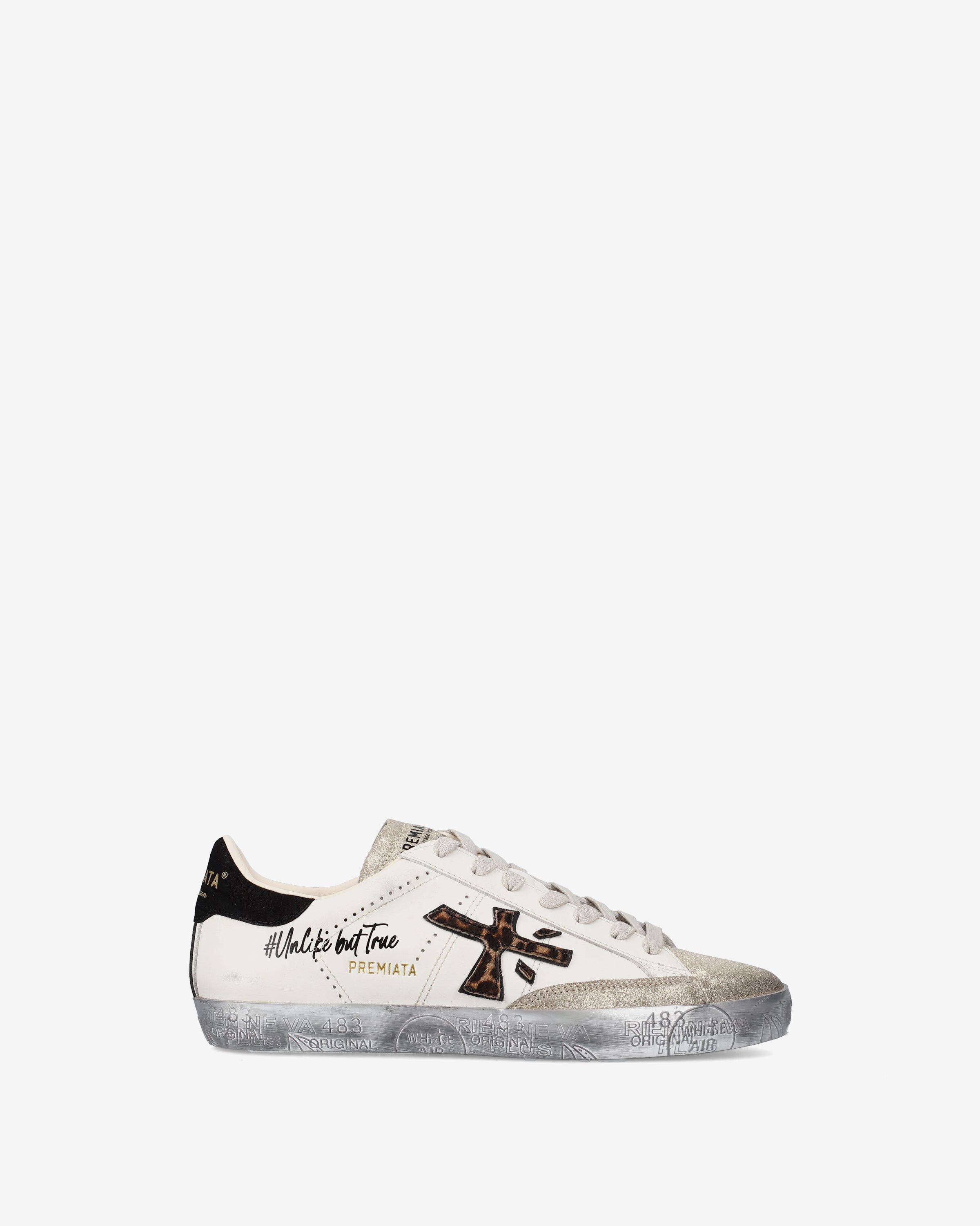 premiata-stevend-7605-sneaker-creme-wei-schwarz-gold-animalier image 1