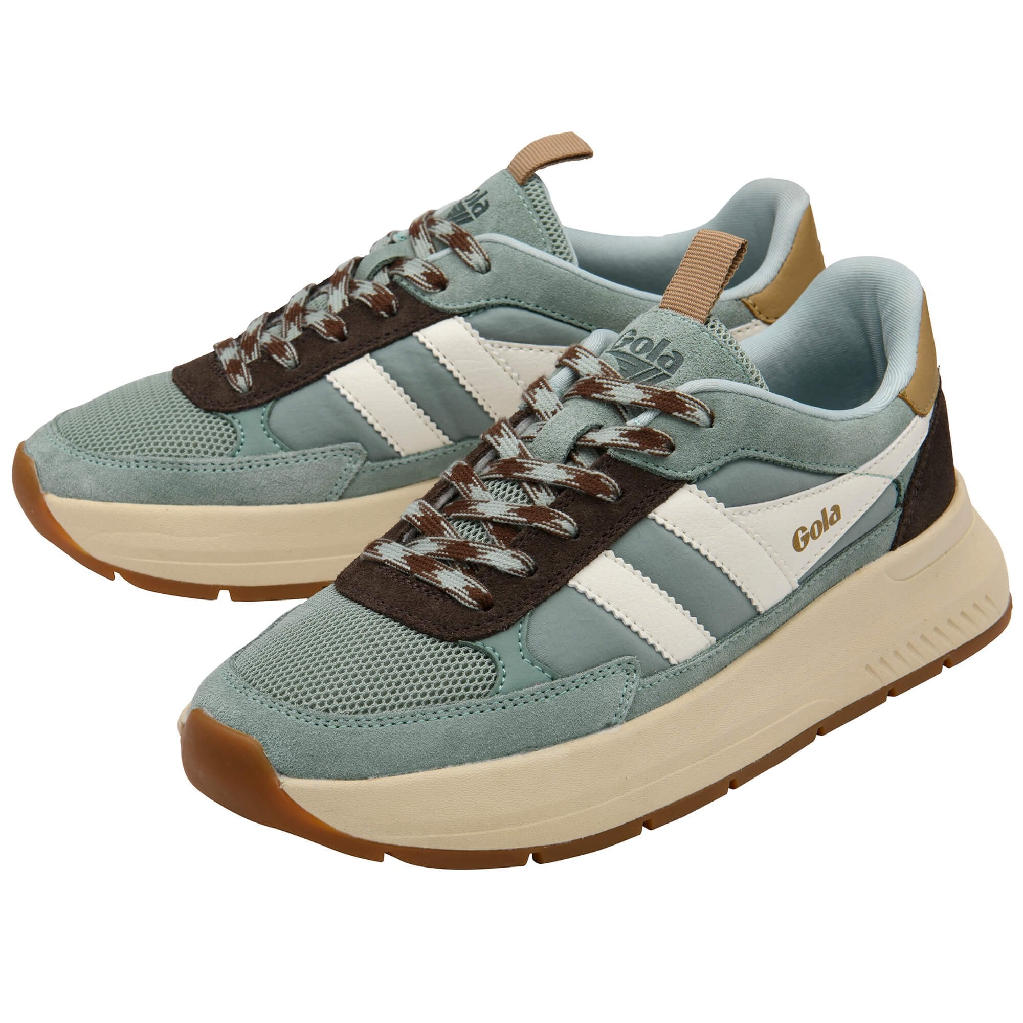 gola-phoenix-sneaker-f-r-damen-in-gr-n-dunkelbraun-hellkaramell image 3