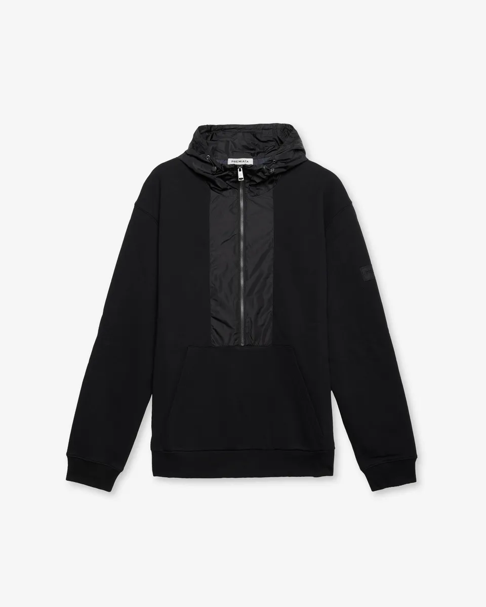 premiata-felpa-technical-hoodie-black-zip-hoodie-tech-einsatz image 1
