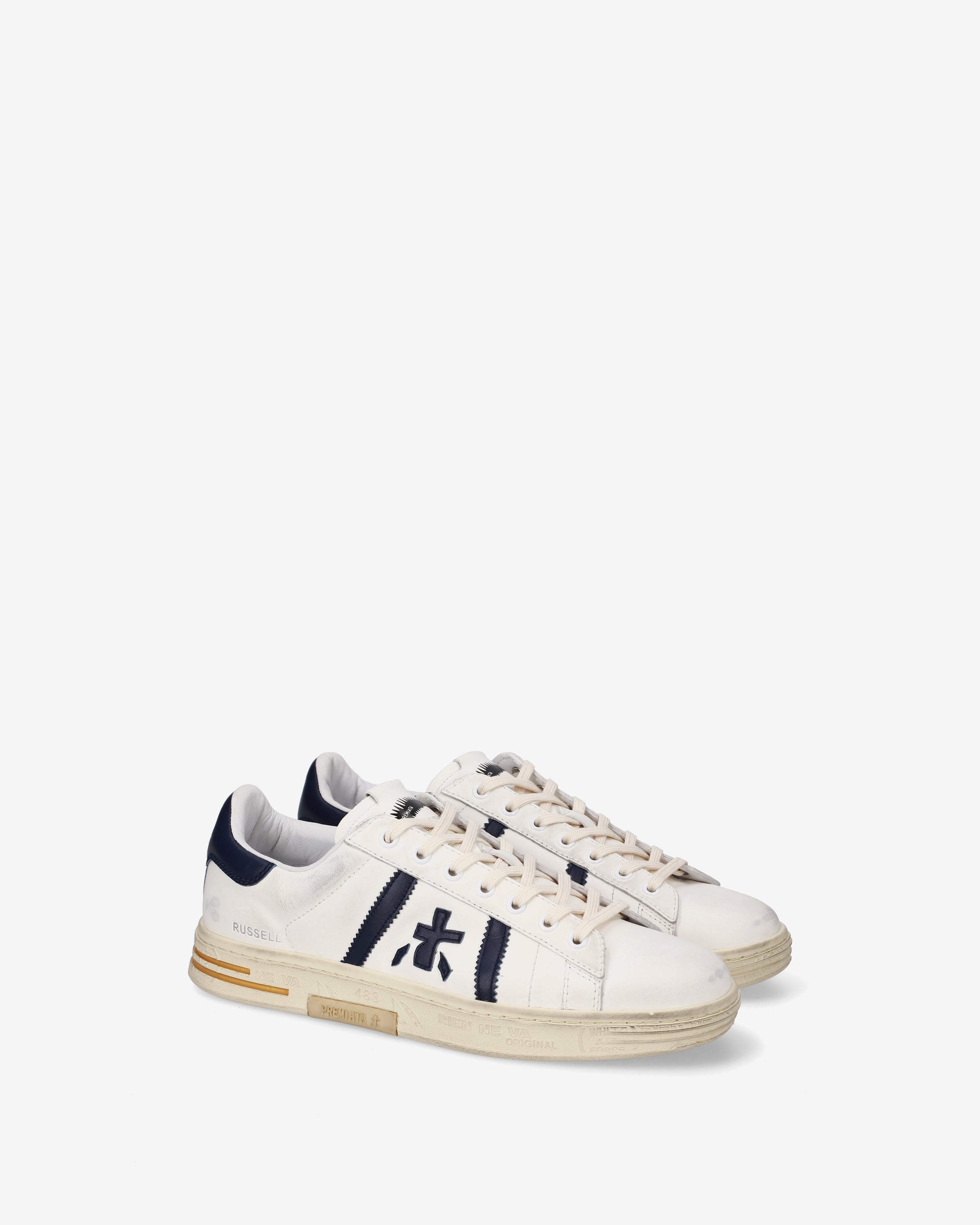 premiata-russell-8028-sneaker-wei-navy-used-look-2cm-sohle image 2