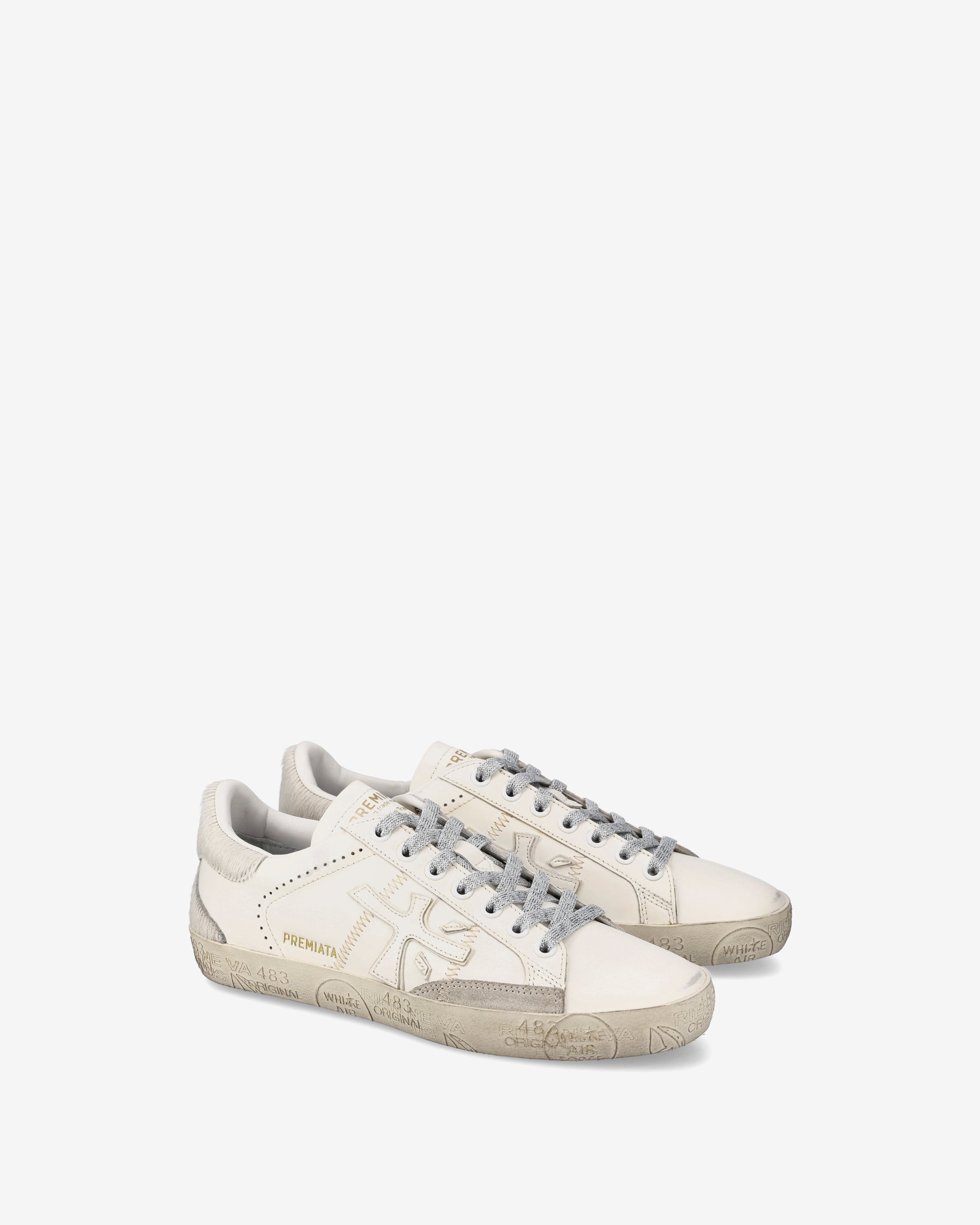 premiata-stevend-7608-sneaker-panna-wei-leder-suede-mit-gold-und-animalier-logo image 2