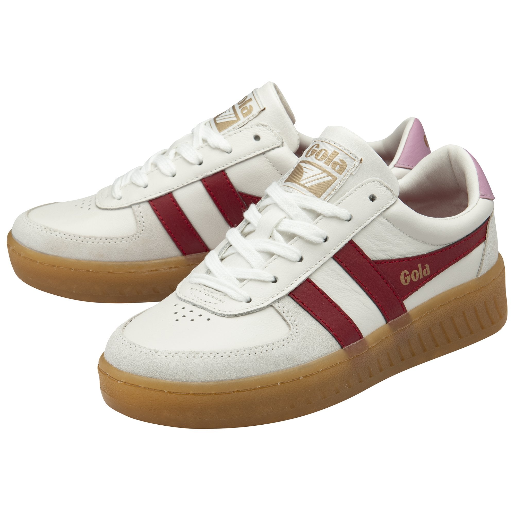 gola-grandslam-elite-damen-sneaker-wei-tiefrot-rosa image 3