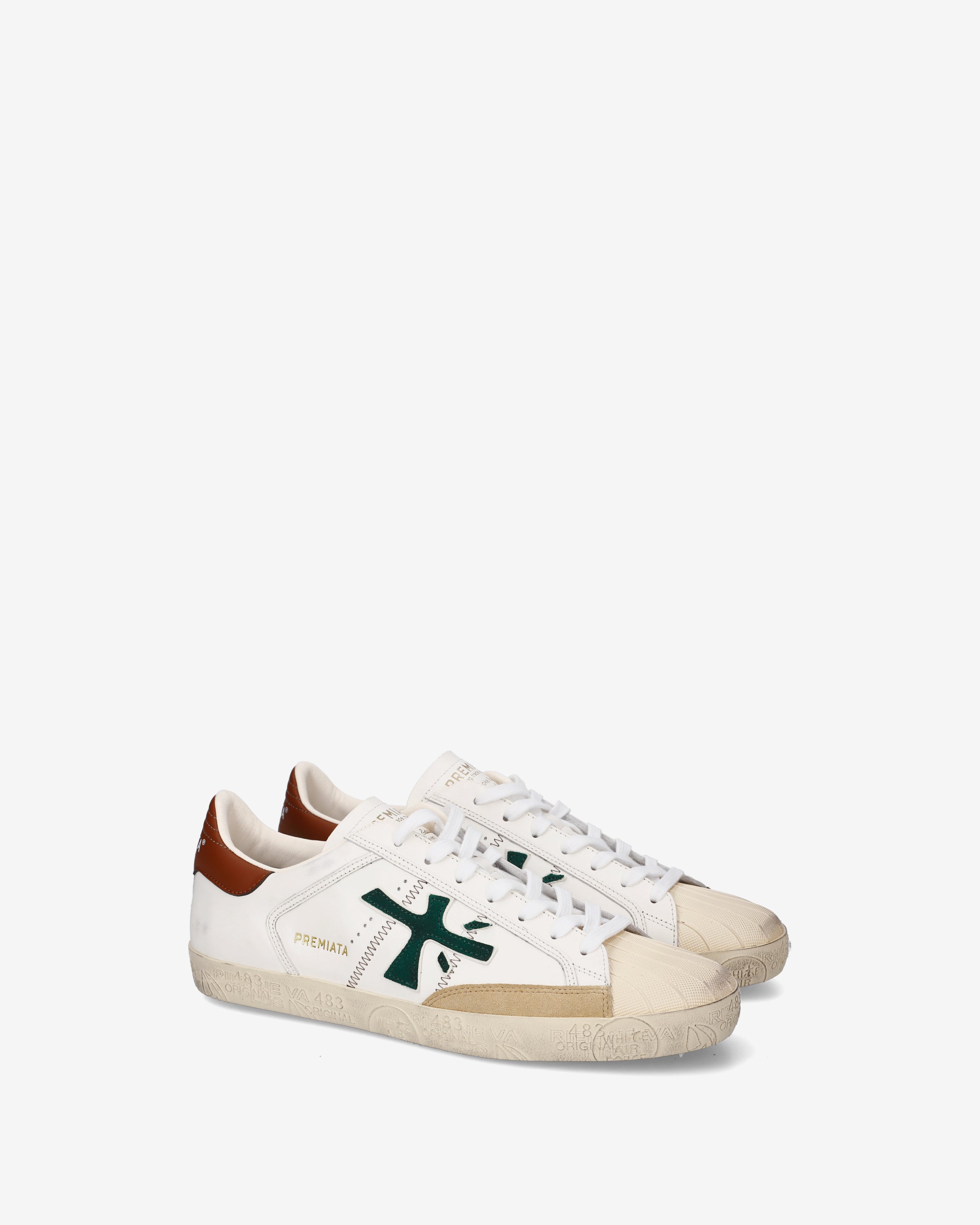 premiata-steven-8043-sneaker-herren-cremewei-gr-n-cognac image 4
