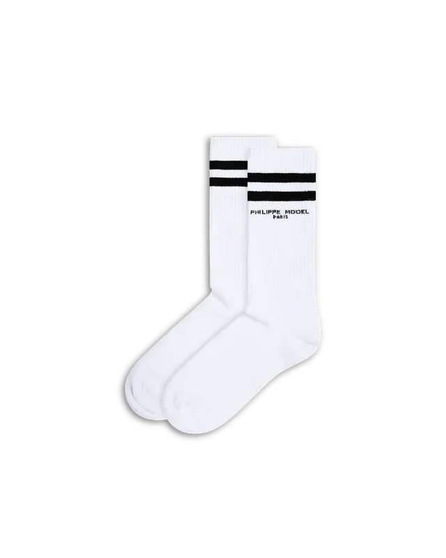 philippe-model-baumwoll-socken-unisex-wei-schwarz image 1