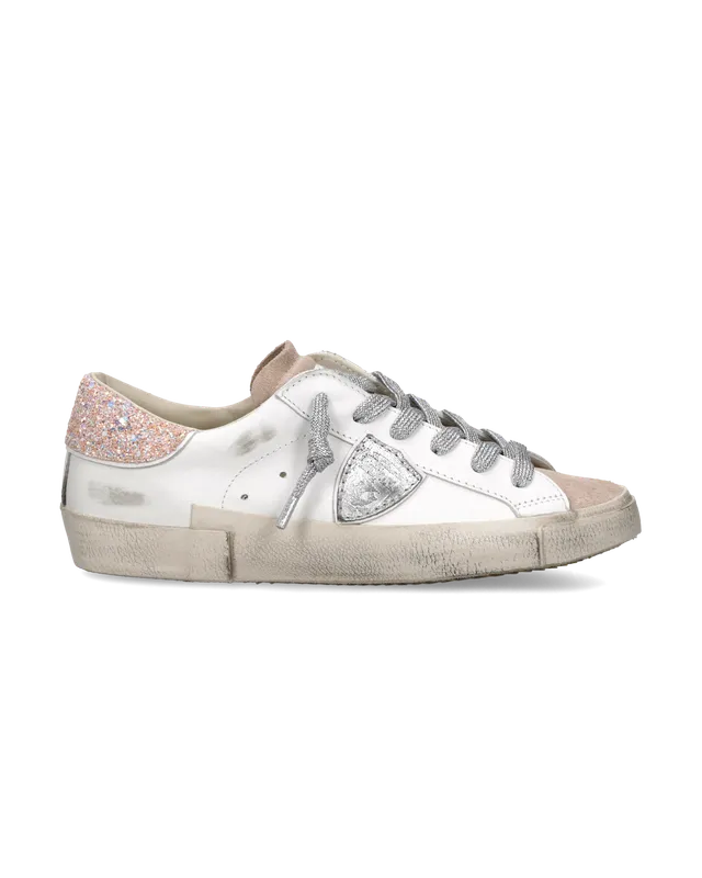 philippe-model-prsx-sneaker-damen-wei-rosa-silber-pailletten image 1