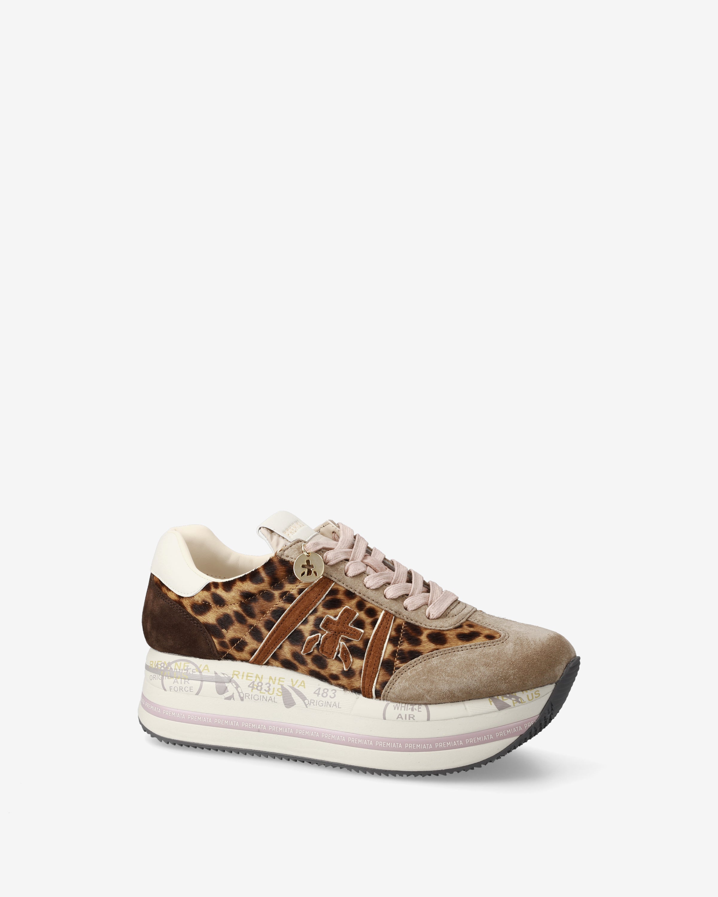 premiata-beth-7741-sneaker-beige-braun-animalier-suede-cavallino-maxi-sohle image 4