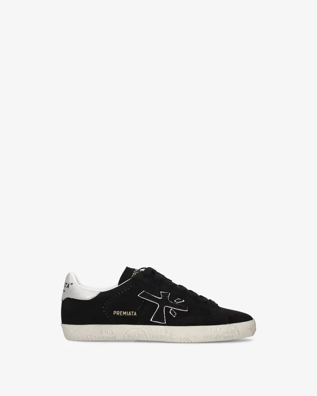 premiata-stevend-8487-damen-sneaker-schwarz-wei-suede-mit-kontrast-details image 1