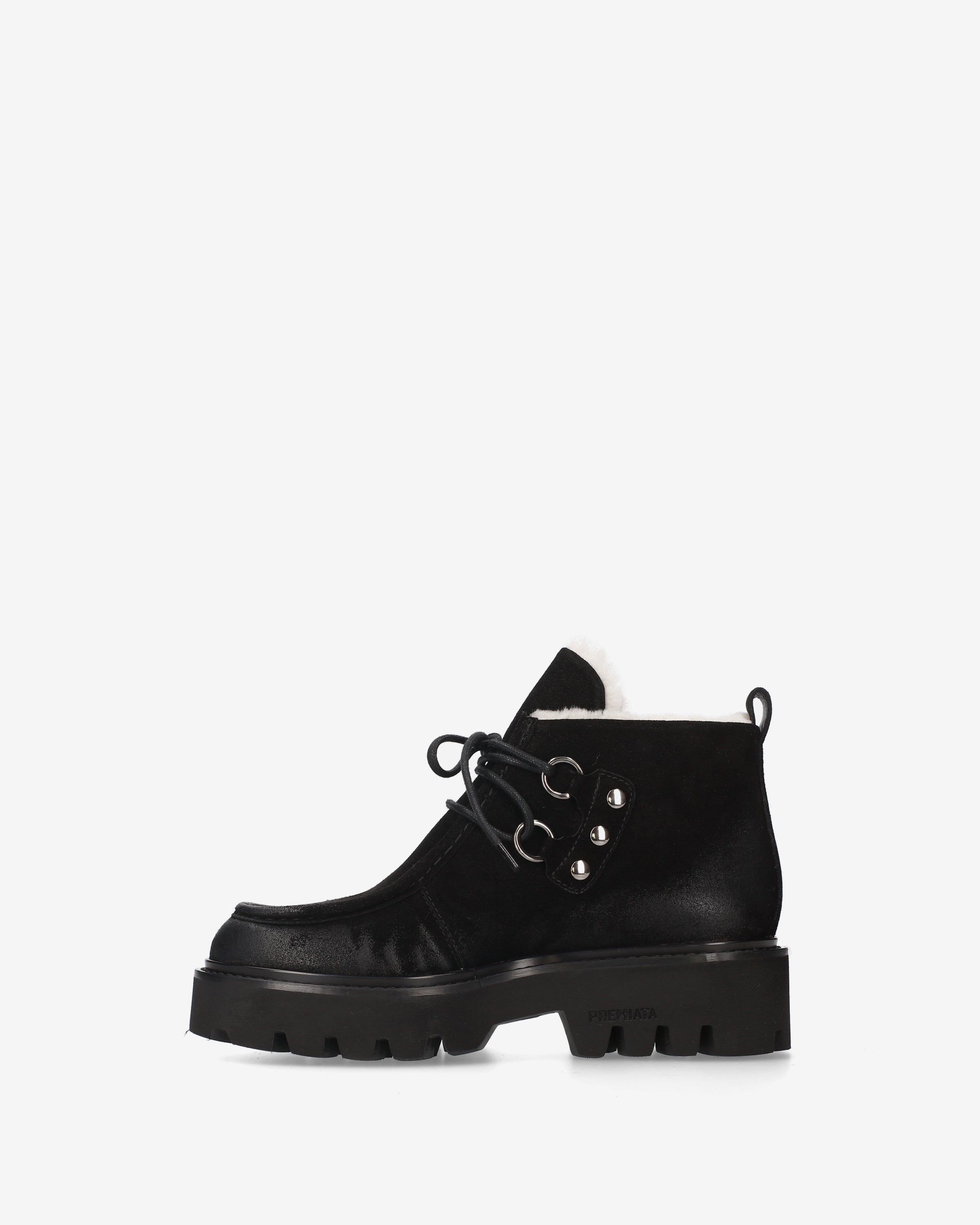 premiata-polacchino-damen-boot-schwarz-crosta-mit-lammfell image 3