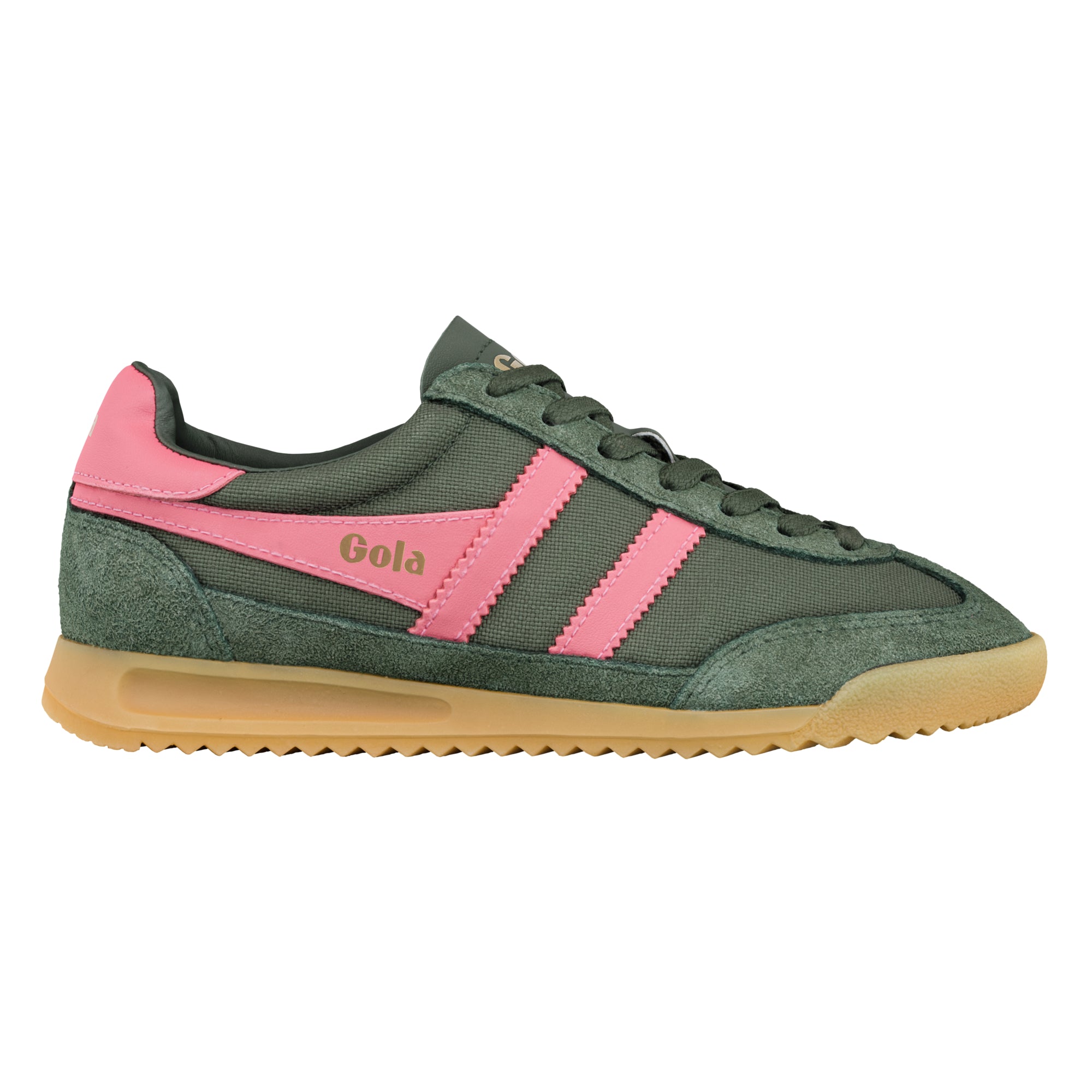gola-tornado-damen-sneaker-dunkelkhaki-bonbonrosa-nylon-wildleder image 1