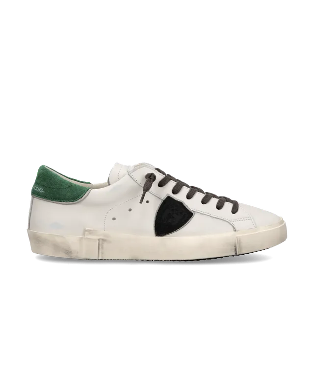 philippe-model-prsx-herren-sneaker-wei-flaschengr-n-glattleder-einsatz image 1