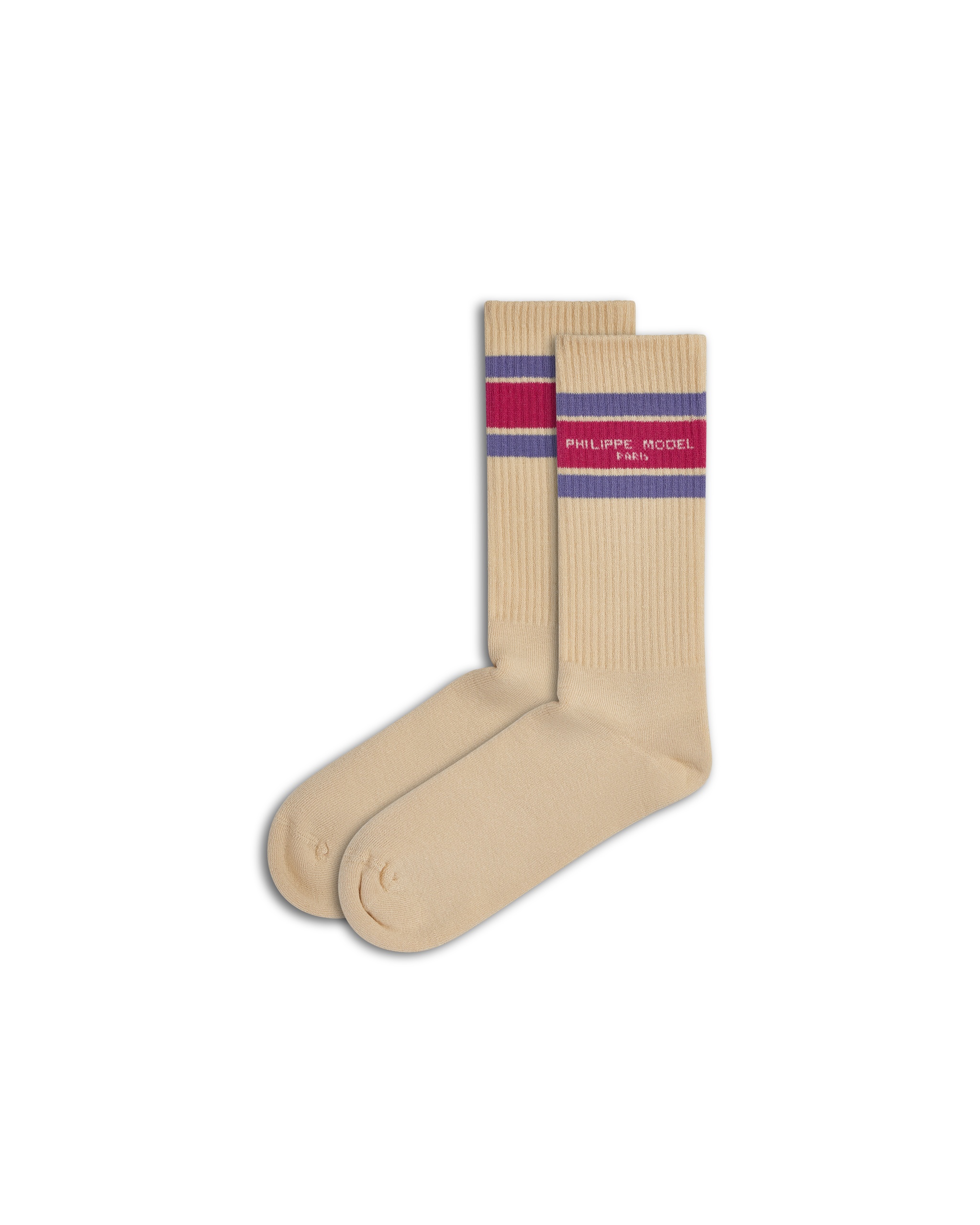 philippe-model-socken-baumwolle-beige-fuchsia-violett image 1