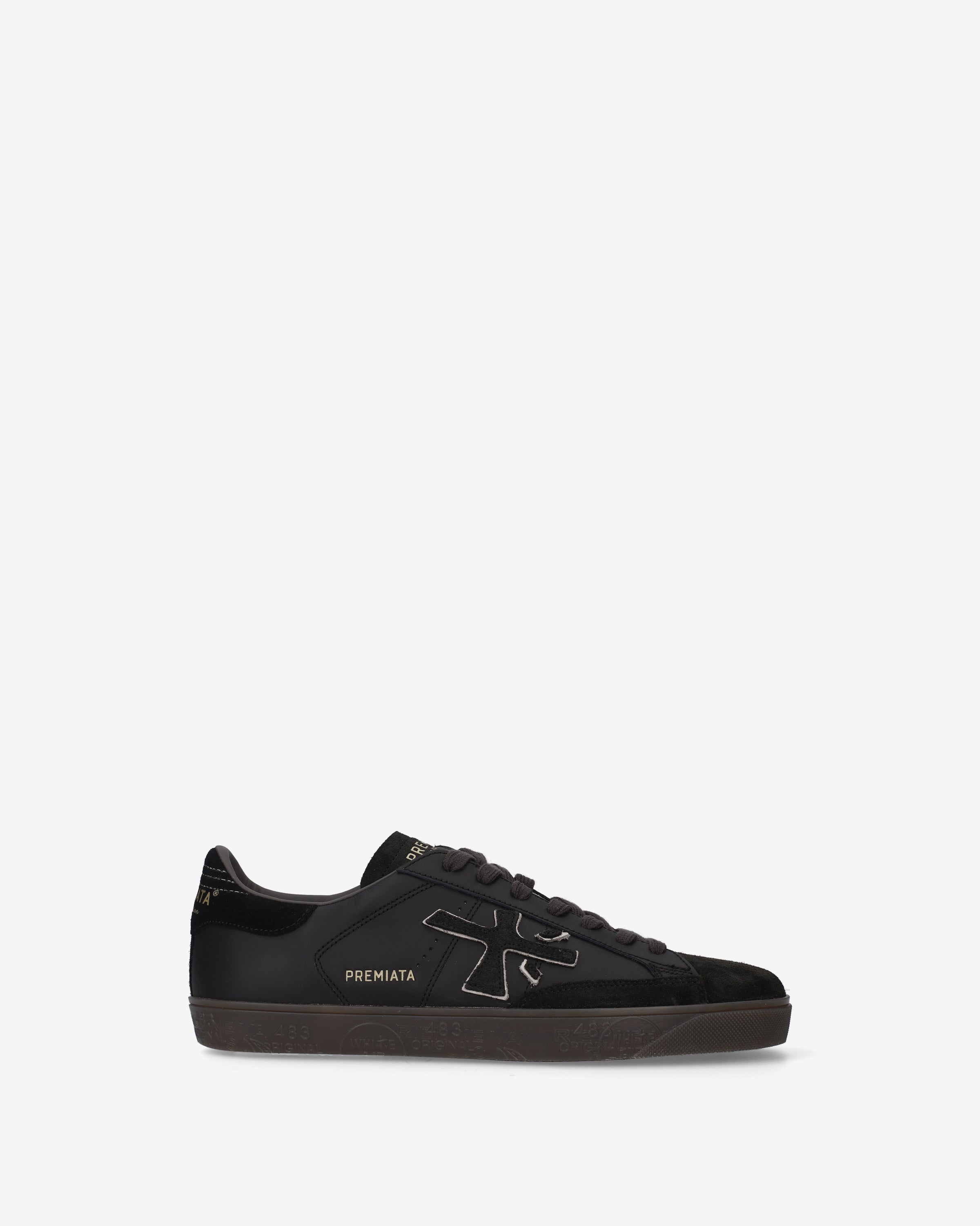 premiata-steven-8484-herren-sneaker-schwarz-leder-suede-mit-2-cm-sohle image 1