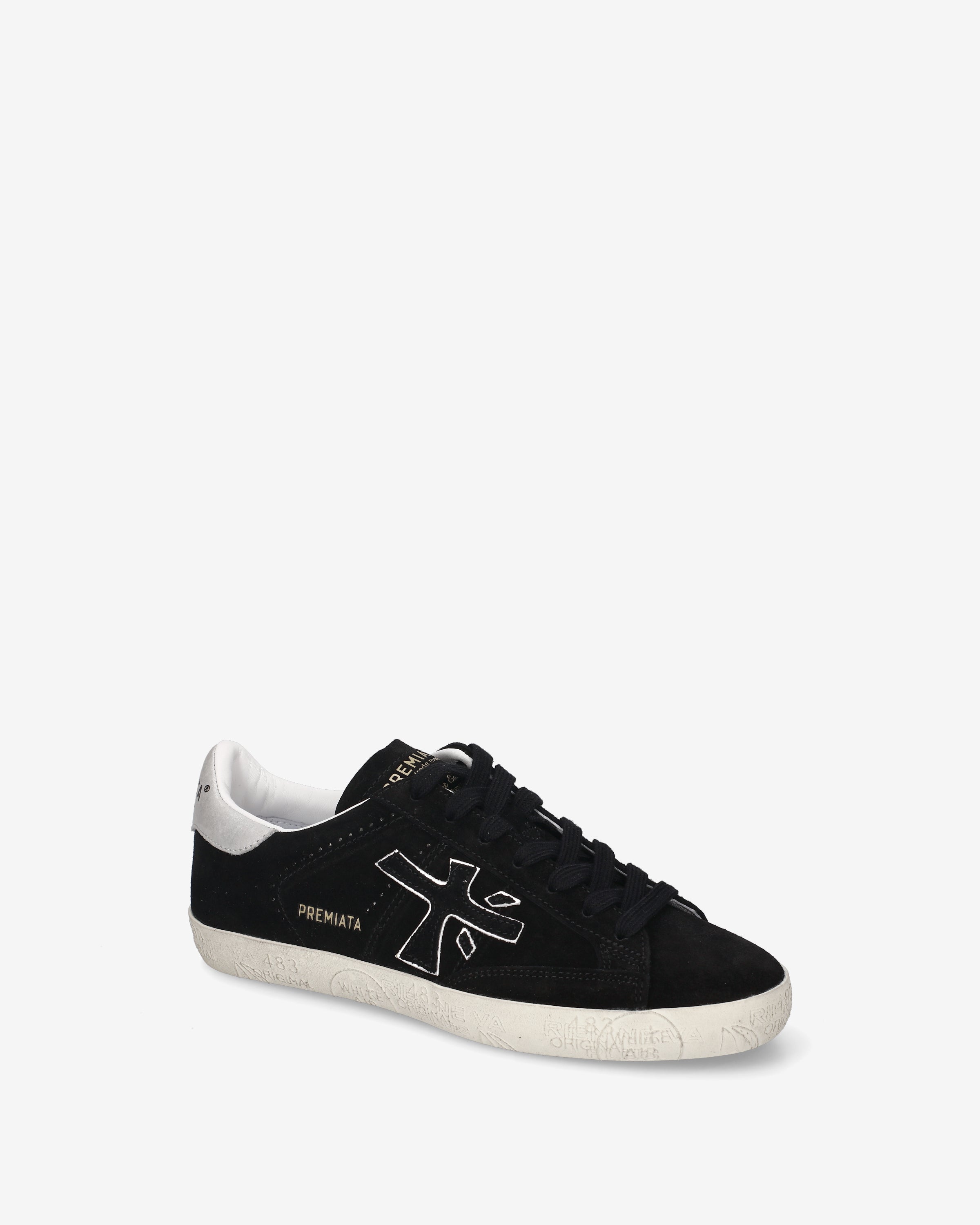 premiata-stevend-8487-damen-sneaker-schwarz-wei-suede-mit-kontrast-details image 4
