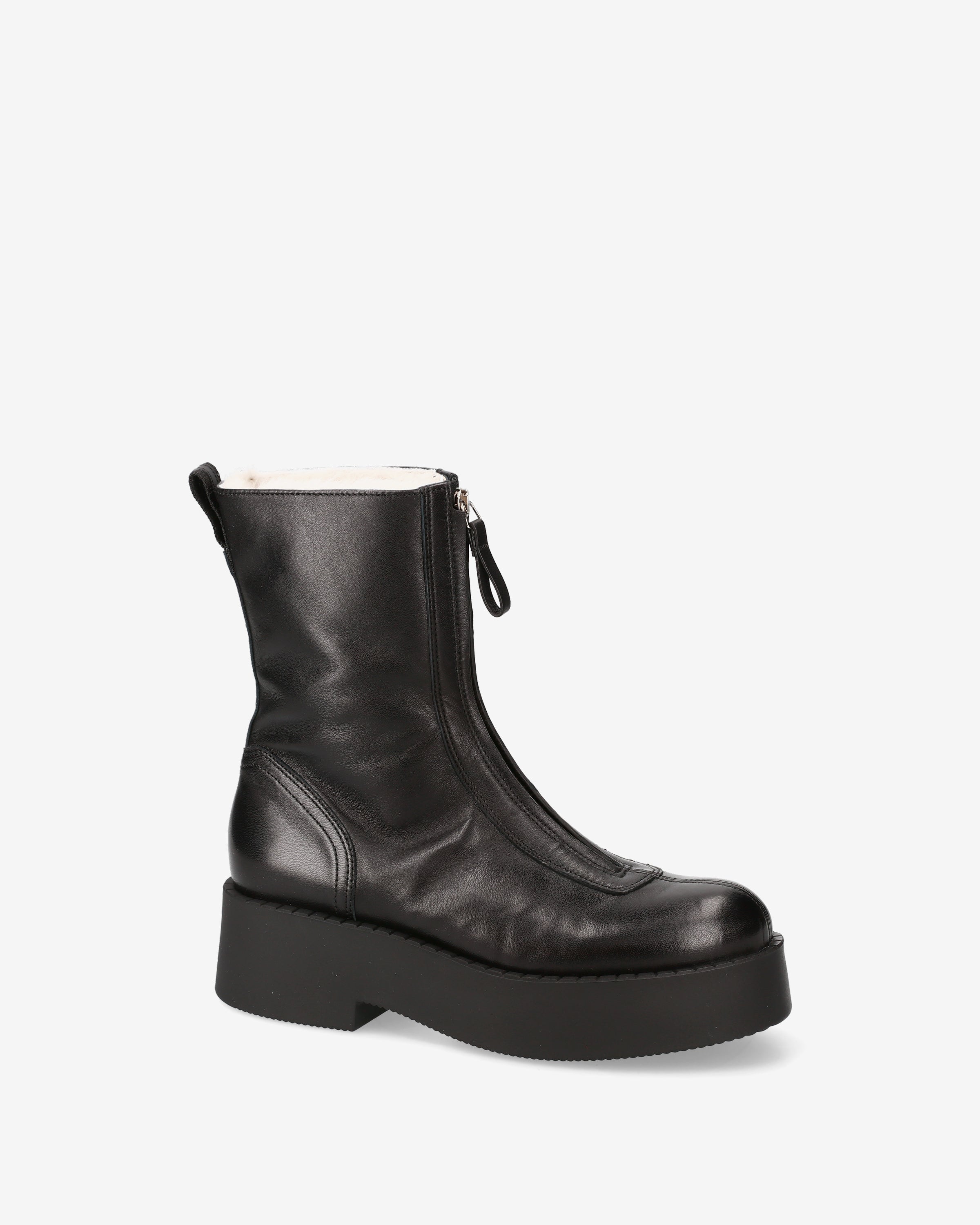 premiata-stivaletti-pelle-nera-montone-damen-platform-stiefel image 4