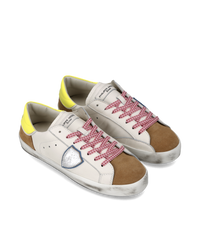 philippe-model-prsx-junior-blanc-cognac-jaune-fluo-sneaker image 4