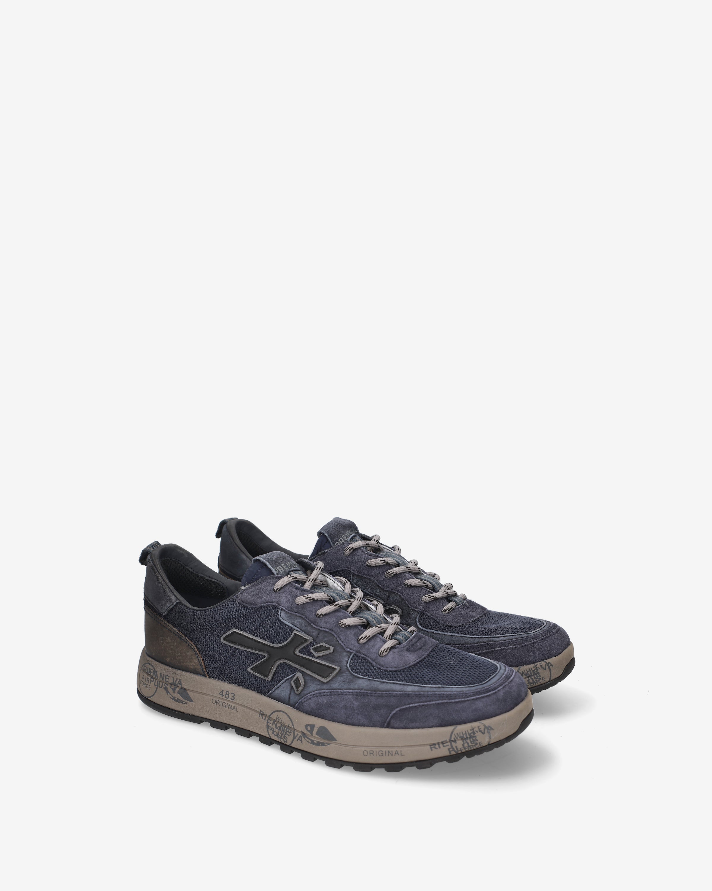 premiata-nous-8460-sneaker-navy-braun-suede-leder image 2
